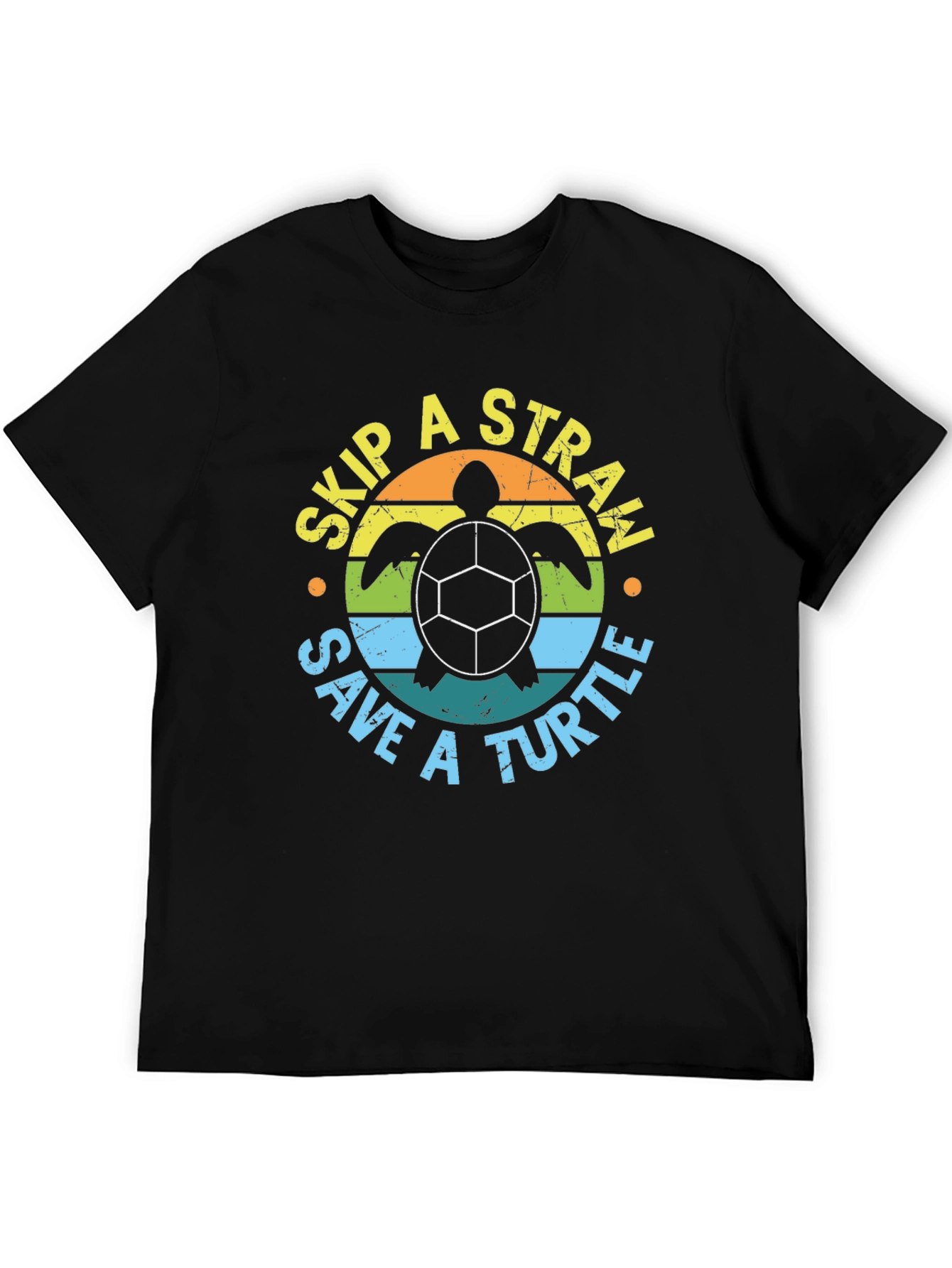 Black Skip a Straw Save a Turtle Graphic Tee view 5