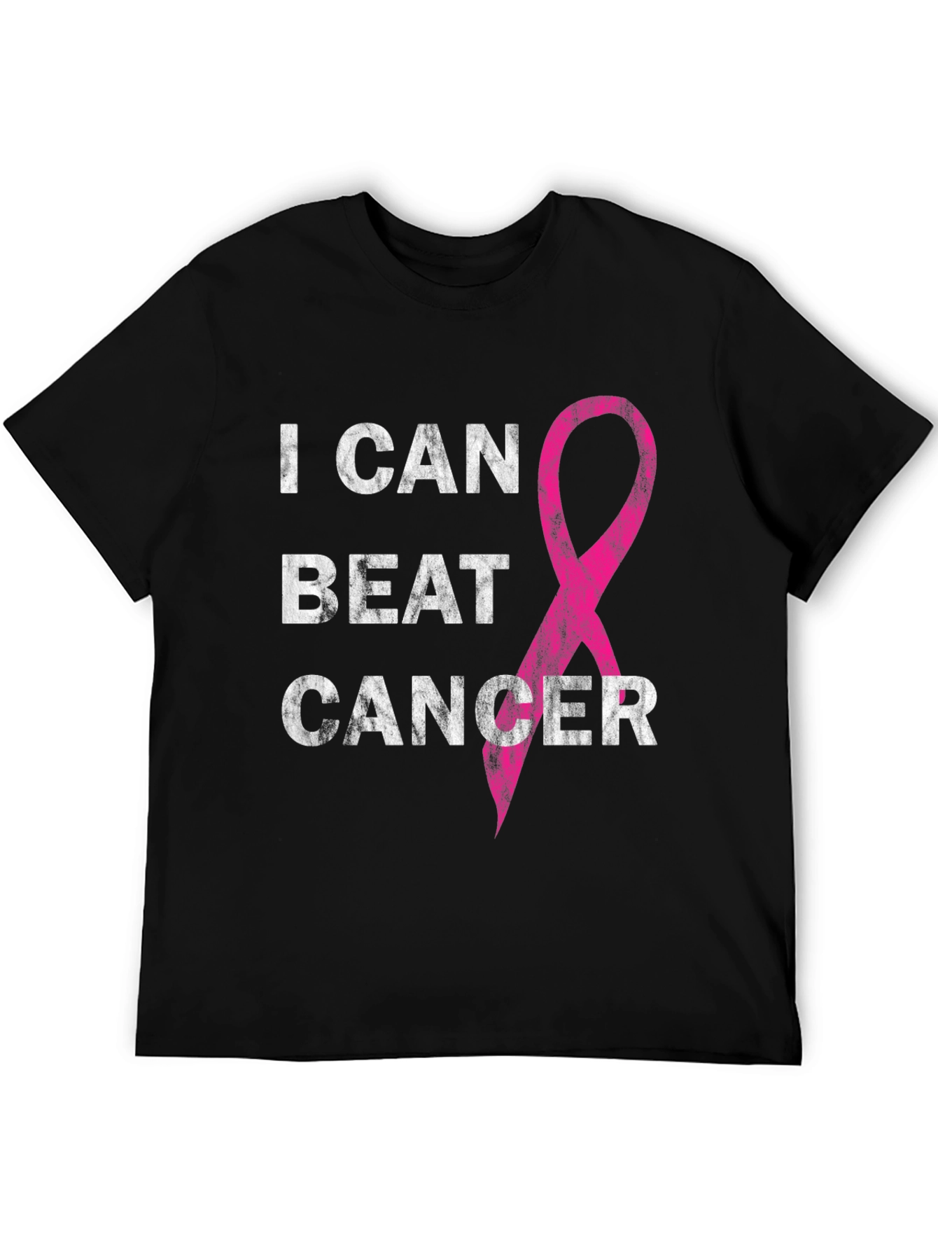Black I Can Beat Cancer Awareness T-Shirt view 5