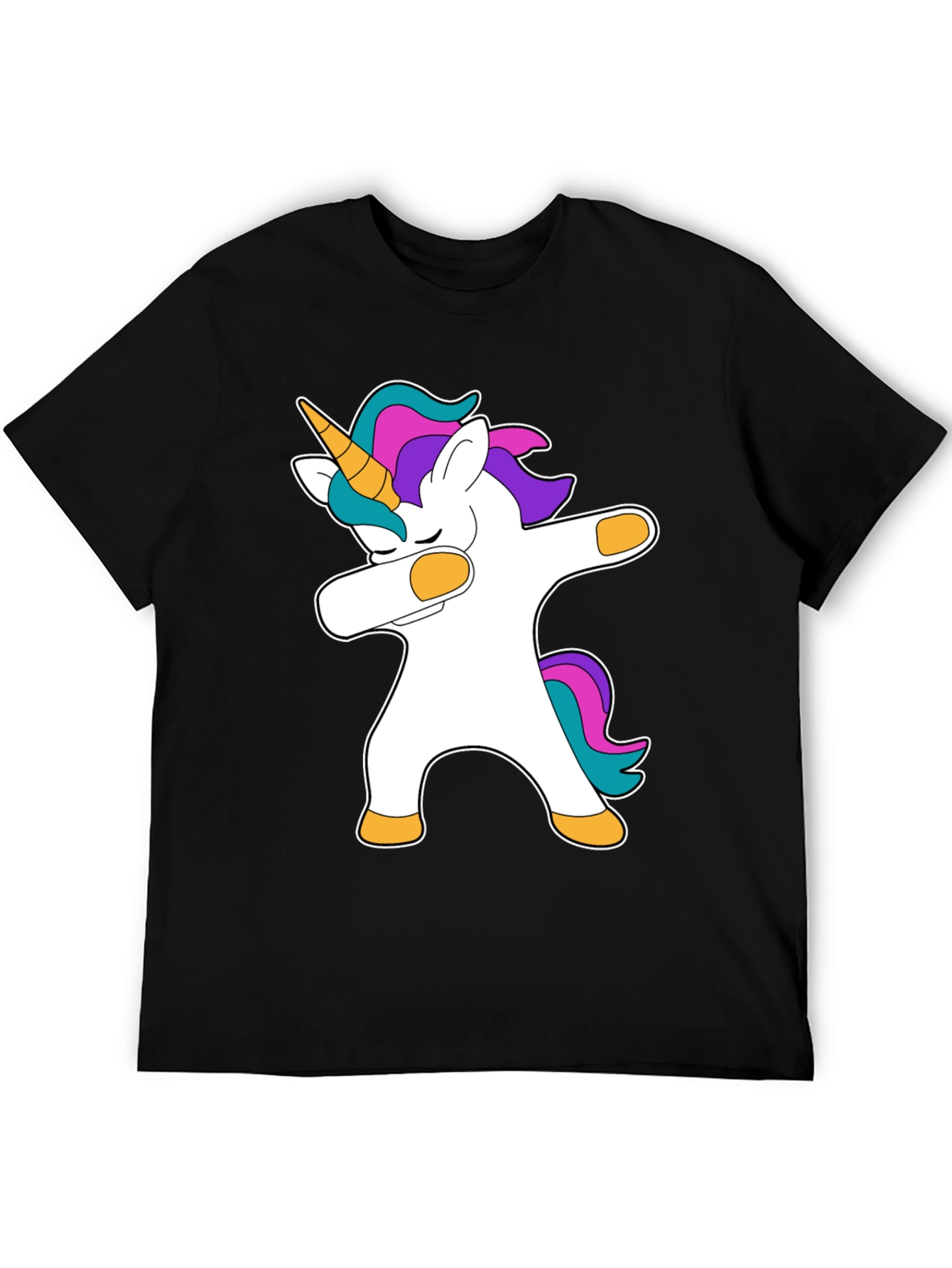 Black Dabbing Unicorn Black T-Shirt view 5