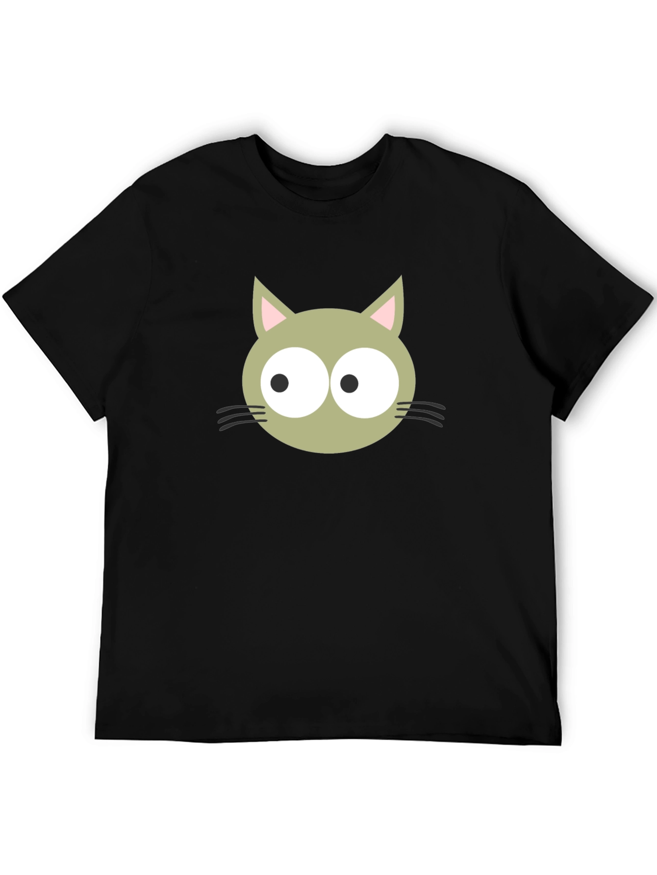 Black Cartoon Cat Graphic Tee - Black Cotton Blend Shirt view 5