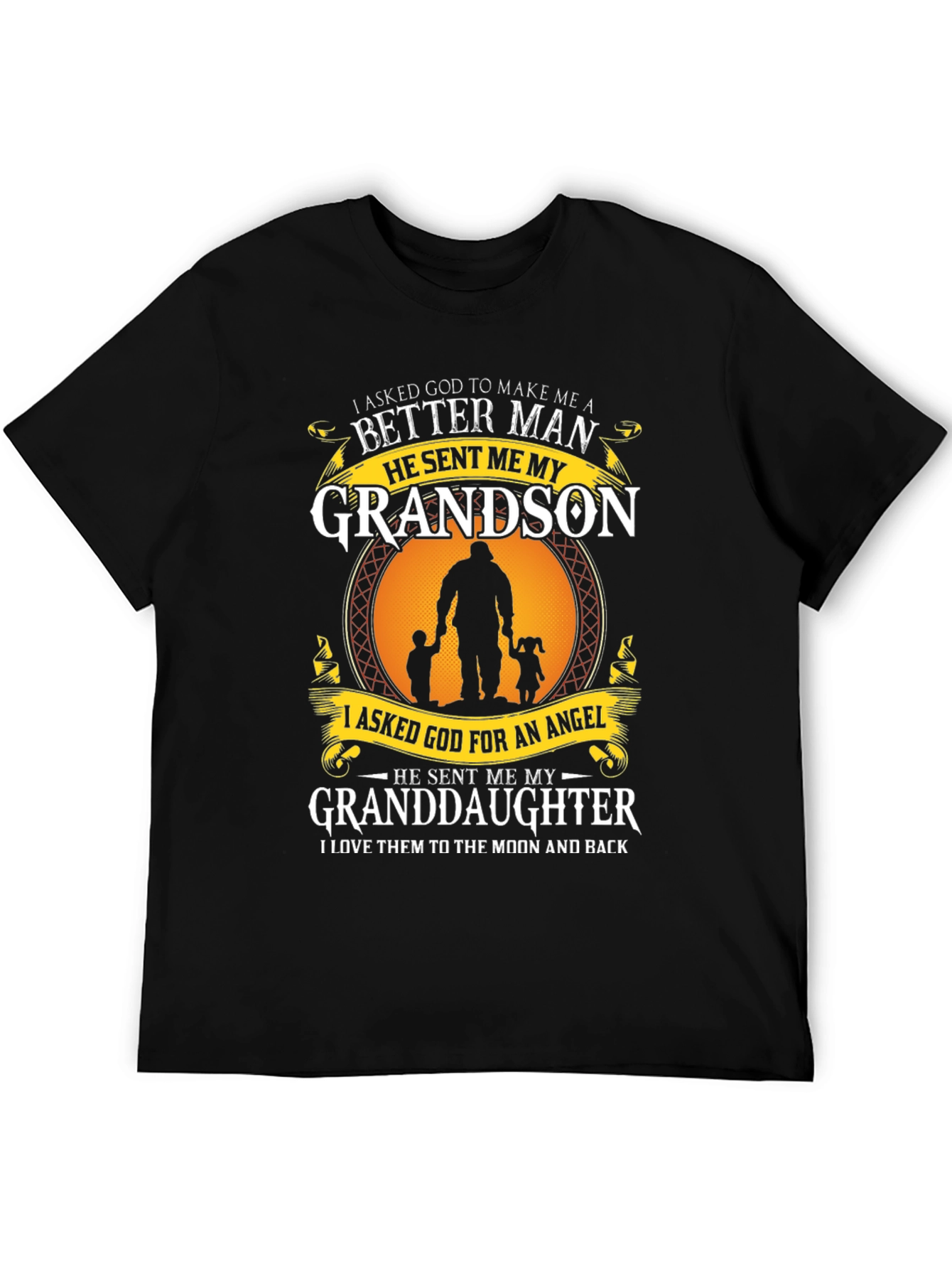 Black Grandparent T-Shirt: Grandson & Granddaughter view 5