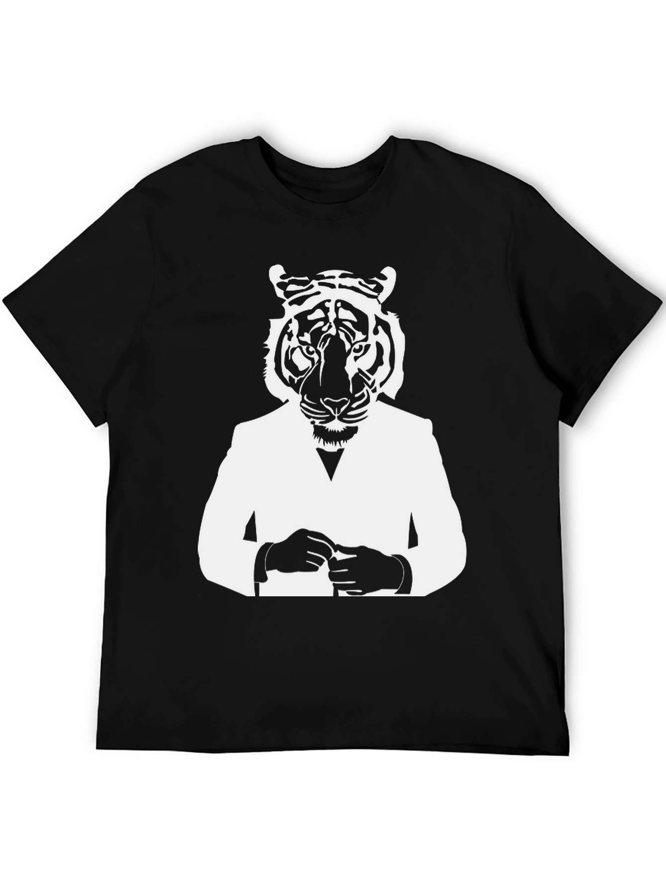 Black Tiger Man Graphic Tee - Stylish Black T-Shirt view 5