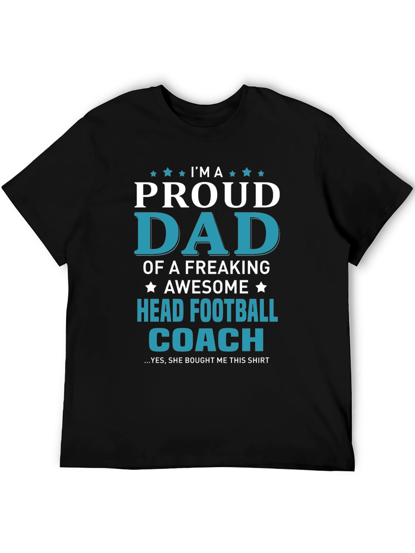 Black Proud Dad Head Football Coach Graphic T-Shirt view 5