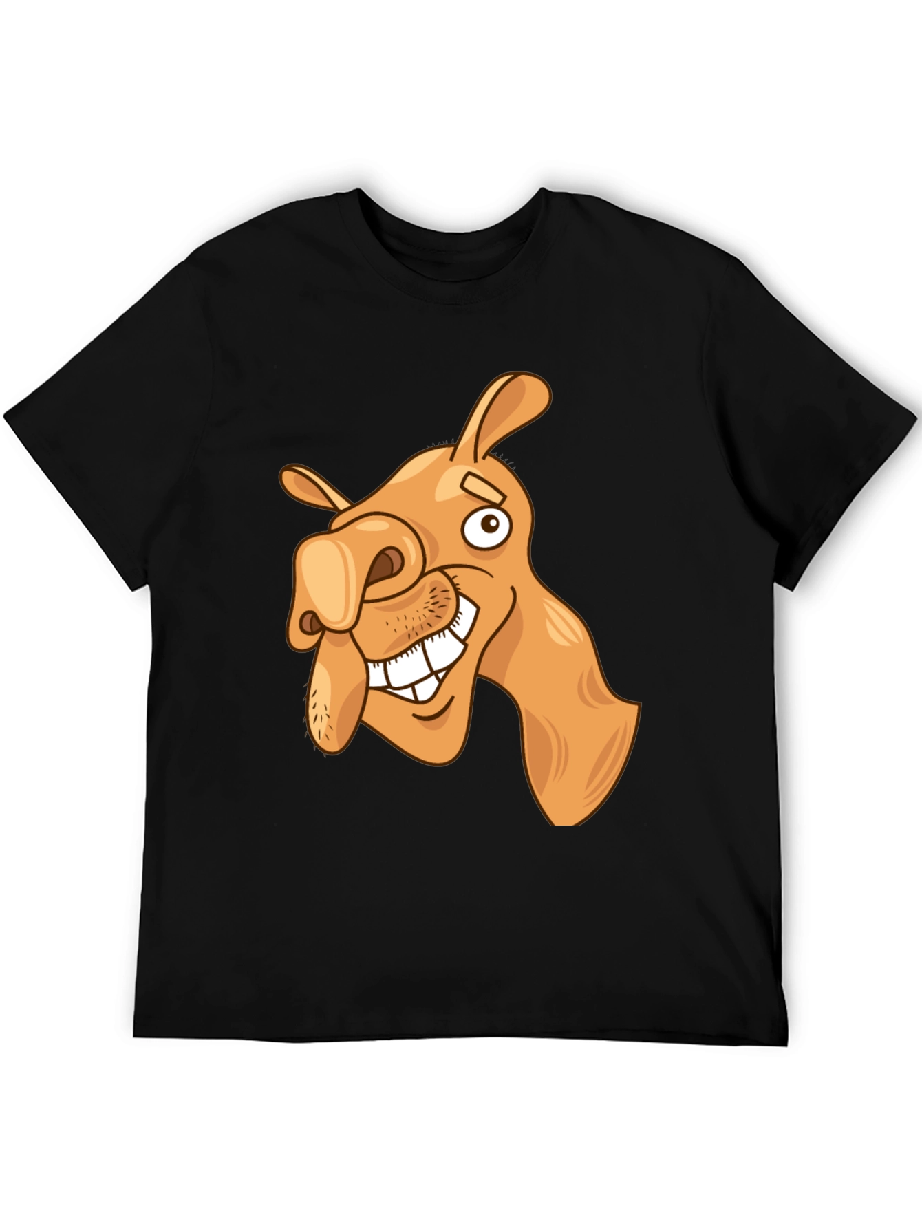 Black Funny Camel Cartoon Graphic Black T-Shirt view 5