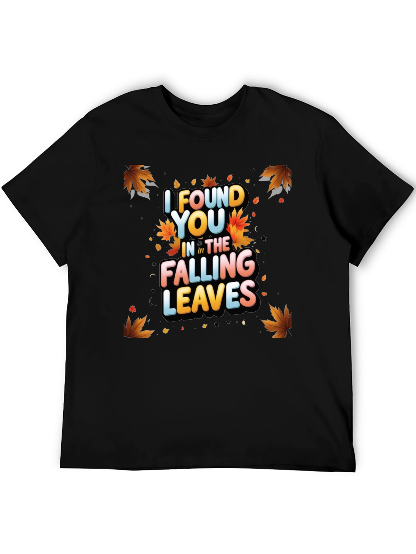 Black Falling Leaves Graphic Tee - Autumn Romance T-Shirt view 5