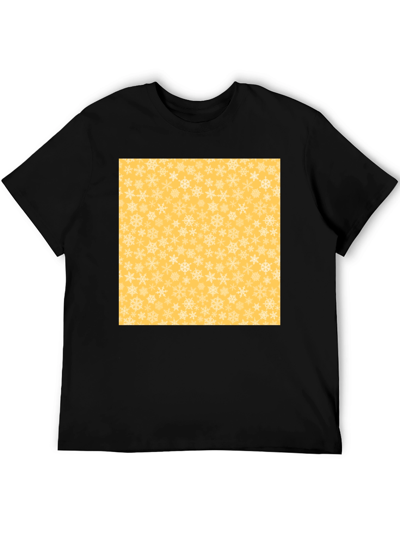 Black Snowflake Pattern T-Shirt - Soft Style view 5