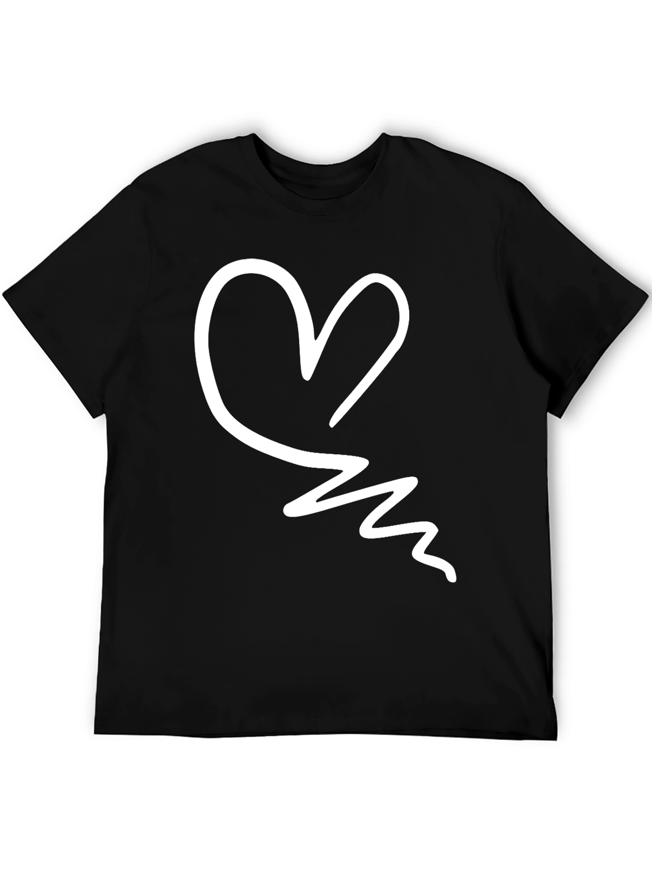 Black Heart Scribble Black T-Shirt - Trendy Casual Tee view 5