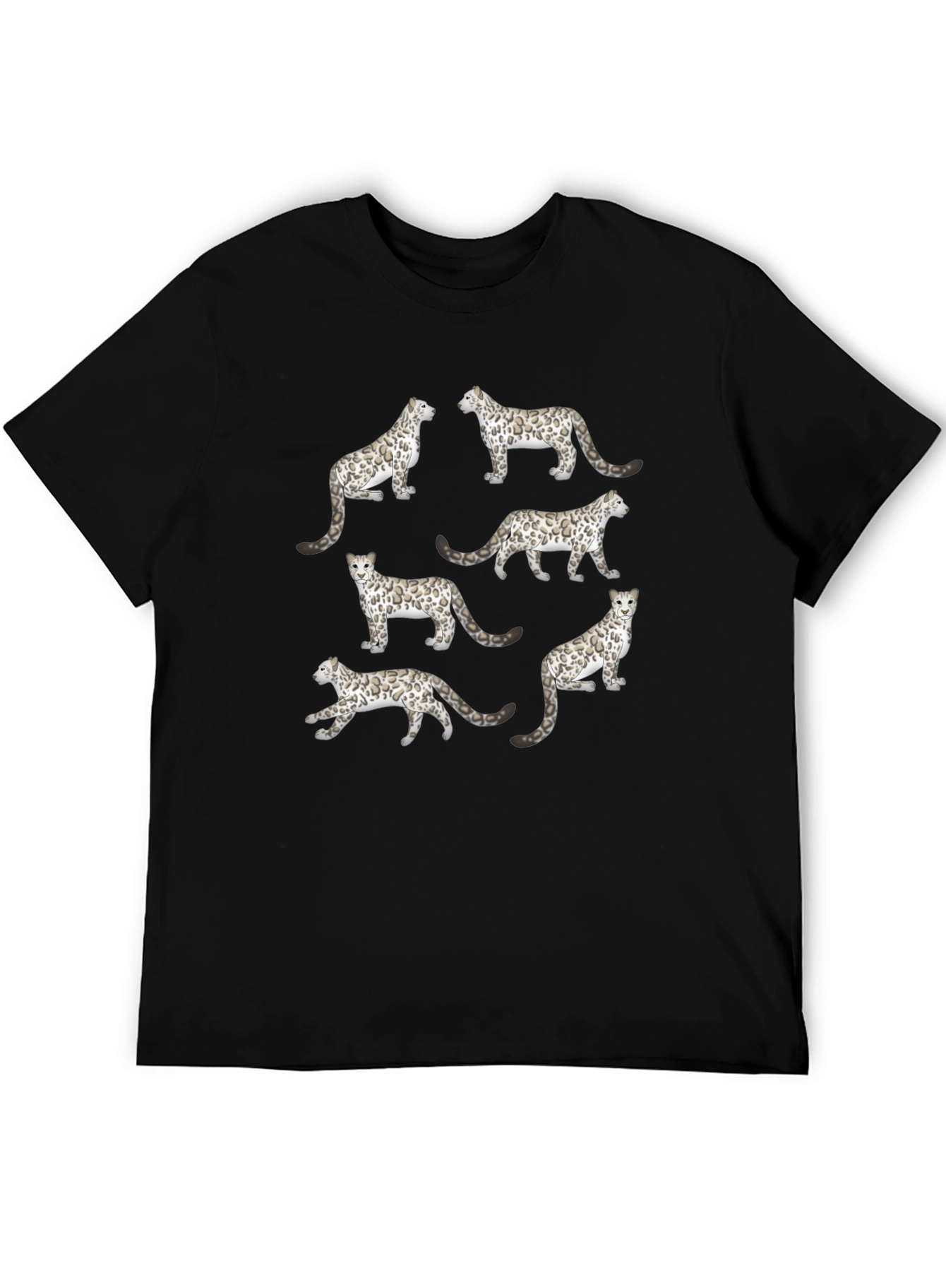 Black Snow Leopard Print Graphic Tee view 5