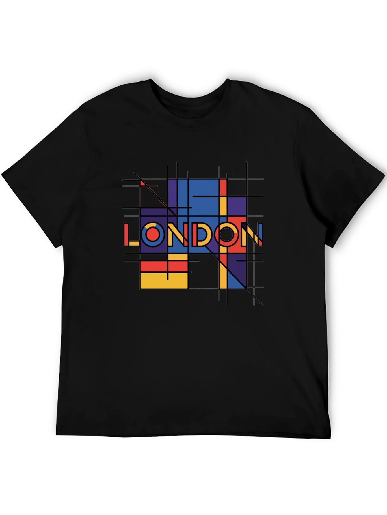 Black Geometric London Graphic Tee - Black view 5