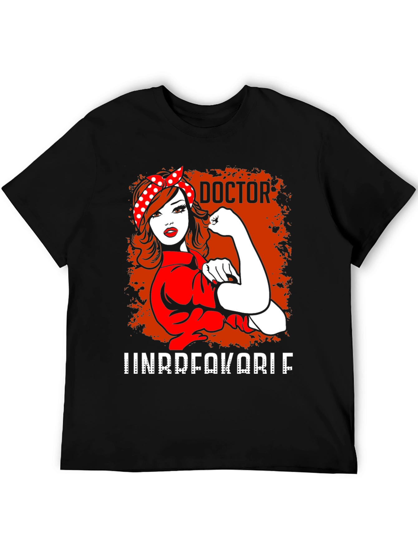 Black Doctor Unbreakable T-Shirt - Rosie the Riveter Style view 5