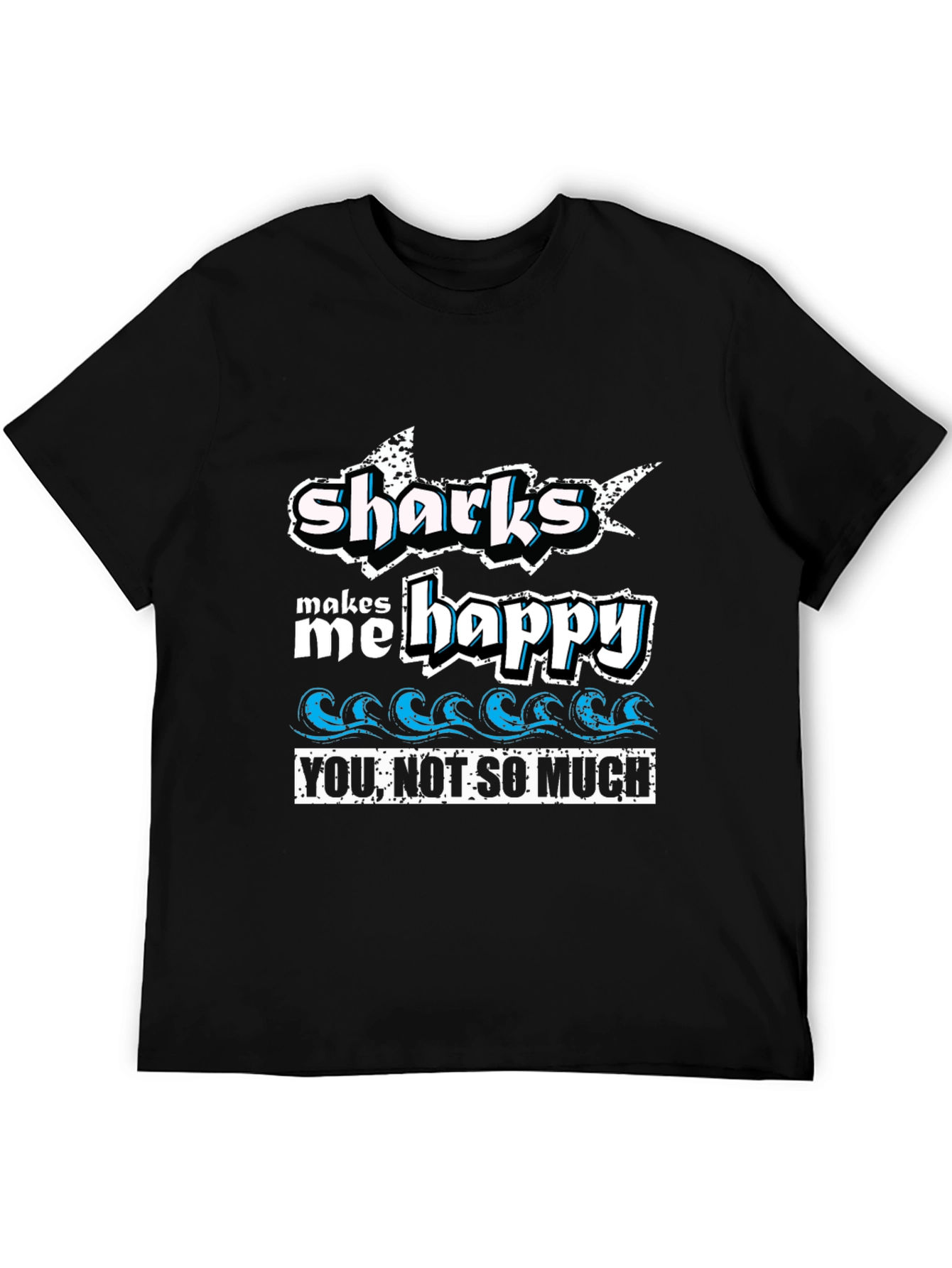 Black Sharks Make Me Happy Tee - Ocean Lover's Humor view 5
