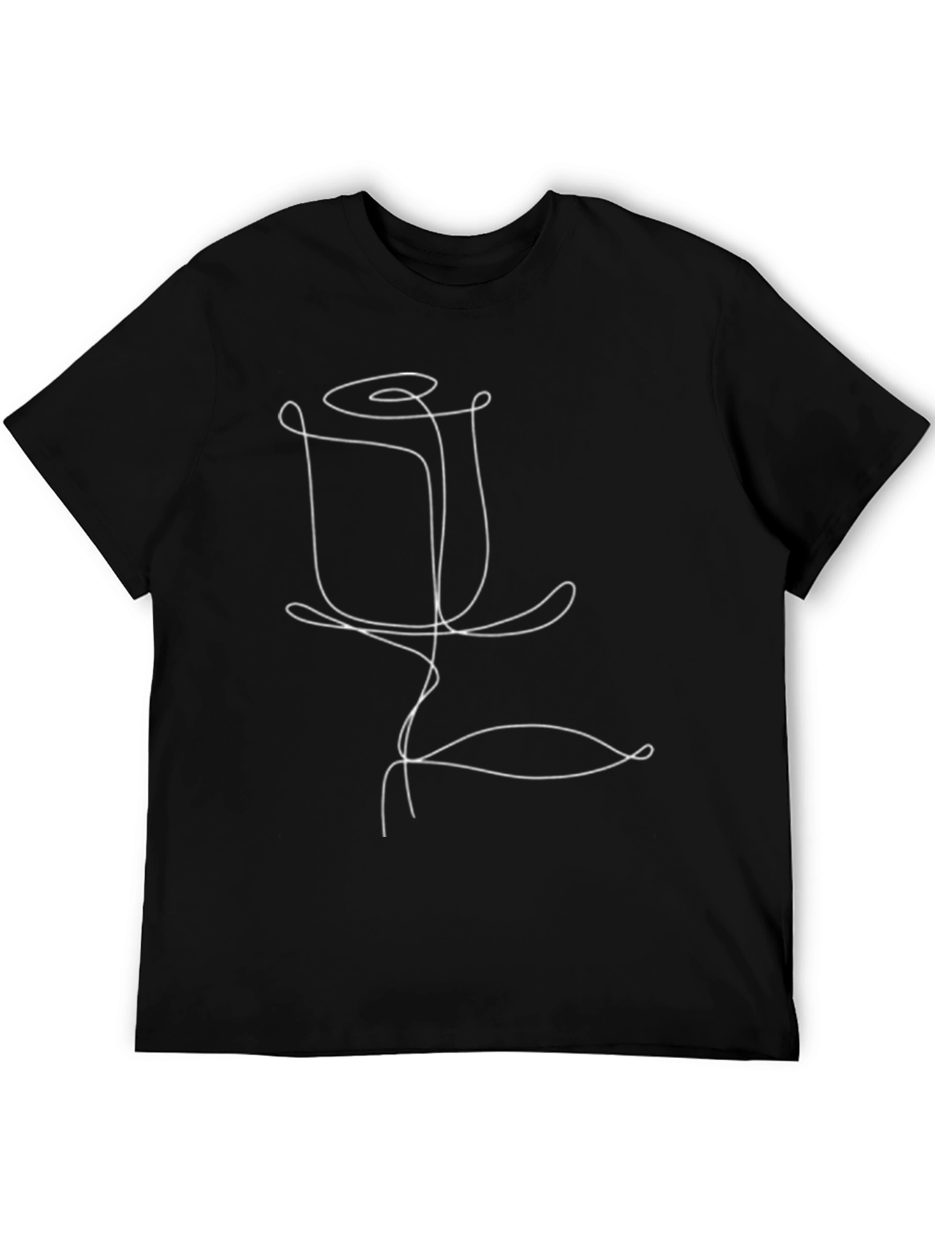 Black Minimalist Rose Line Art T-Shirt - Unisex view 5