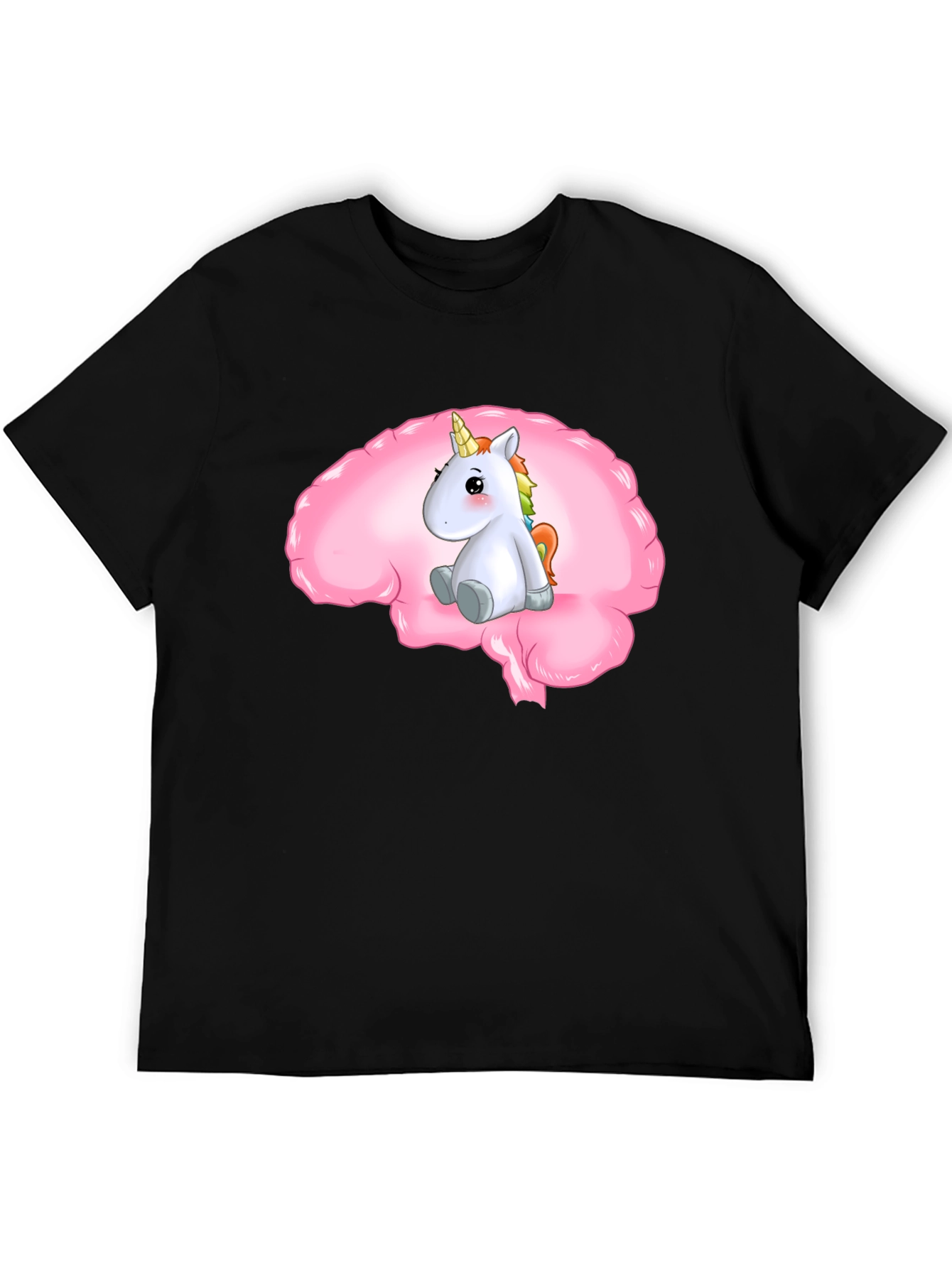 Black Unicorn Brain Tee - Funny Graphic T-Shirt view 5