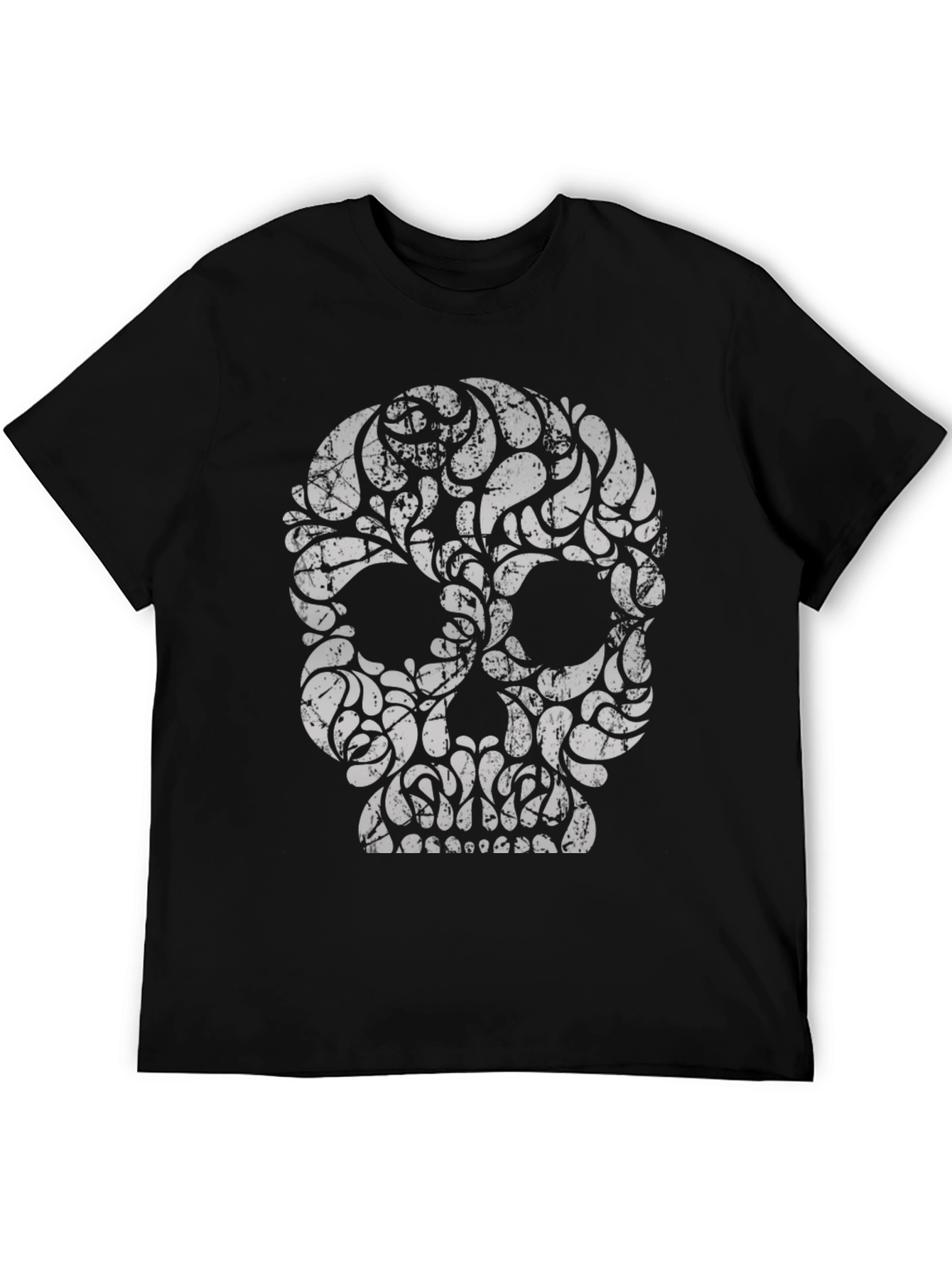 Black Skull Graphic Print Black T-Shirt view 5