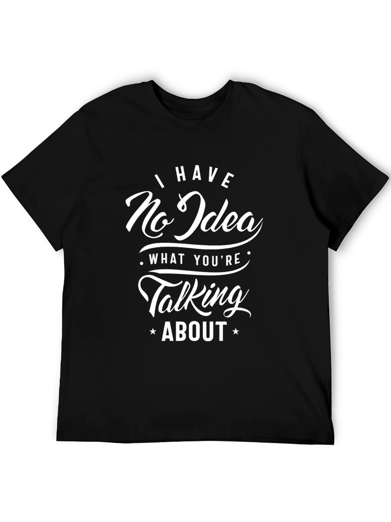 Black Funny 'No Idea' Graphic T-Shirt - Black Cotton Tee view 5