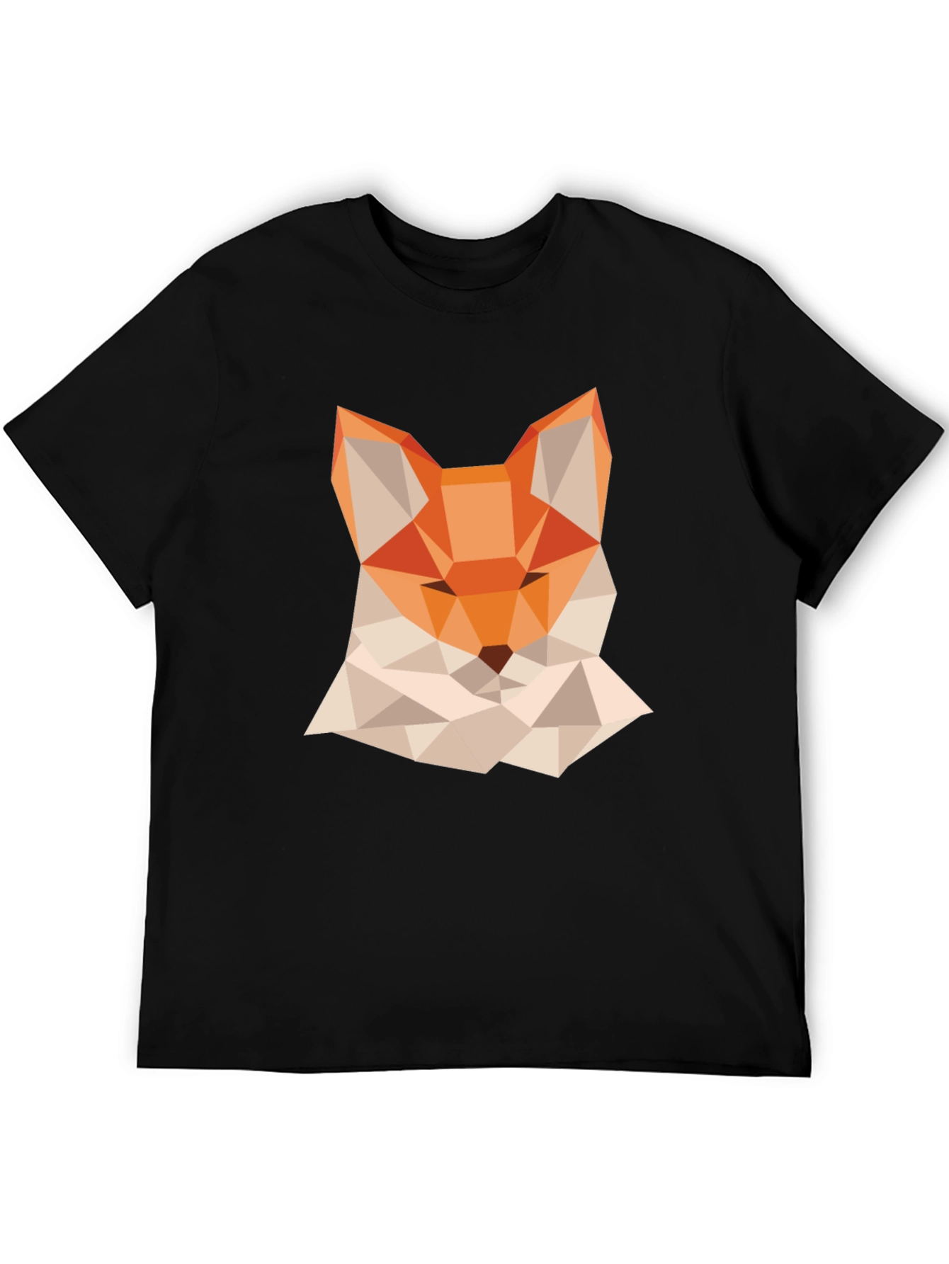 Black Geometric Fox Graphic Tee - Modern Black T-Shirt view 5