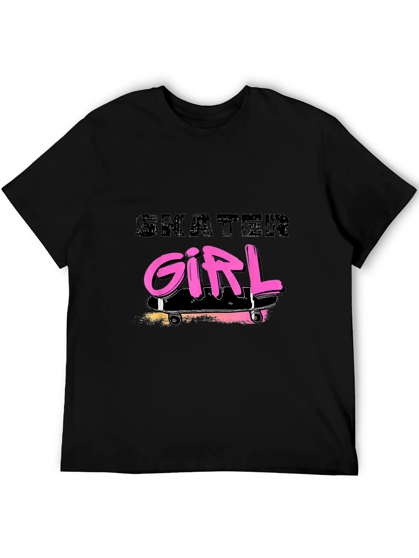 Black Skater Girl Graphic Tee - Black Cotton Blend Shirt view 5