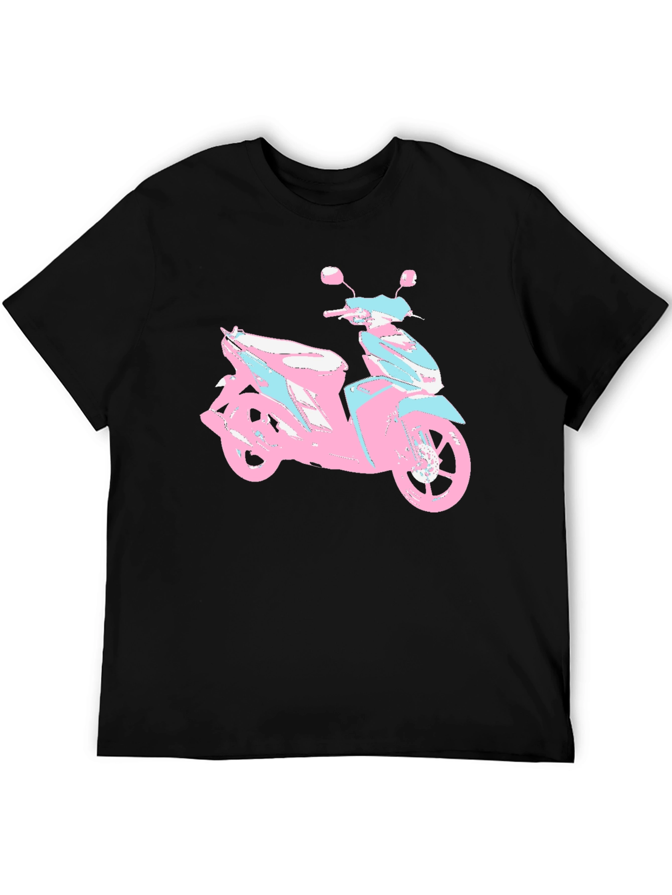 Black Vaporwave Scooter Graphic Tee - Black Cotton T-Shirt view 5