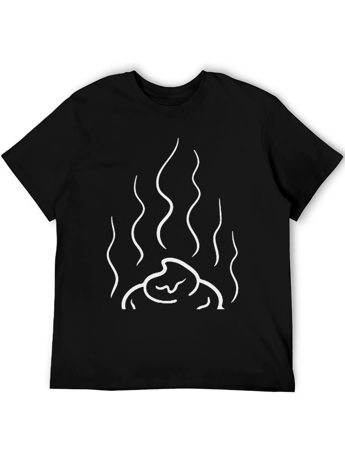 Black Abstract Fire Graphic Tee - Black Cotton Blend view 5