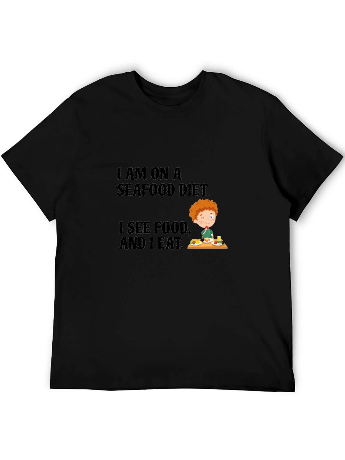 Black Seafood Diet T-Shirt - Funny Foodie Tee view 5