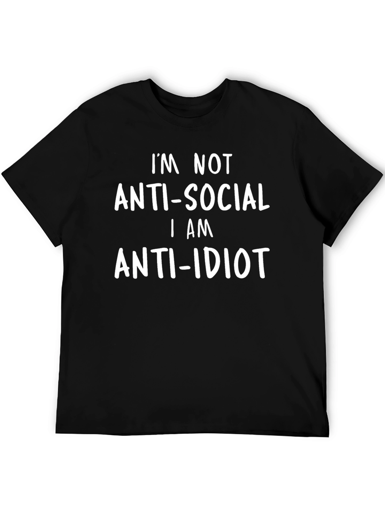 Black Funny Anti-Social Anti-Idiot Graphic Tee view 5