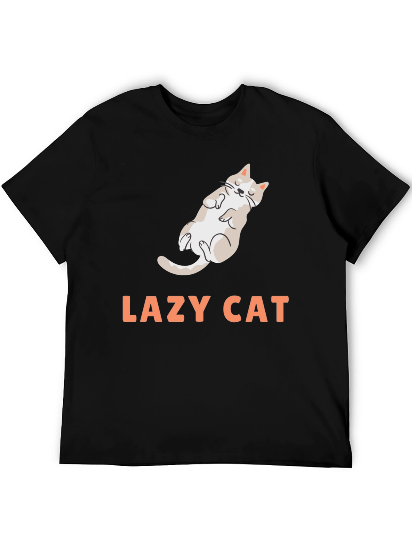 Black Lazy Cat Graphic Tee - Black Cotton Blend view 5