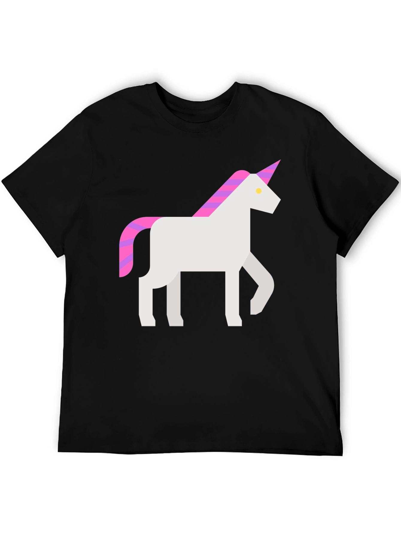 Black Geometric Unicorn Graphic Tee - Black Cotton T-Shirt view 5