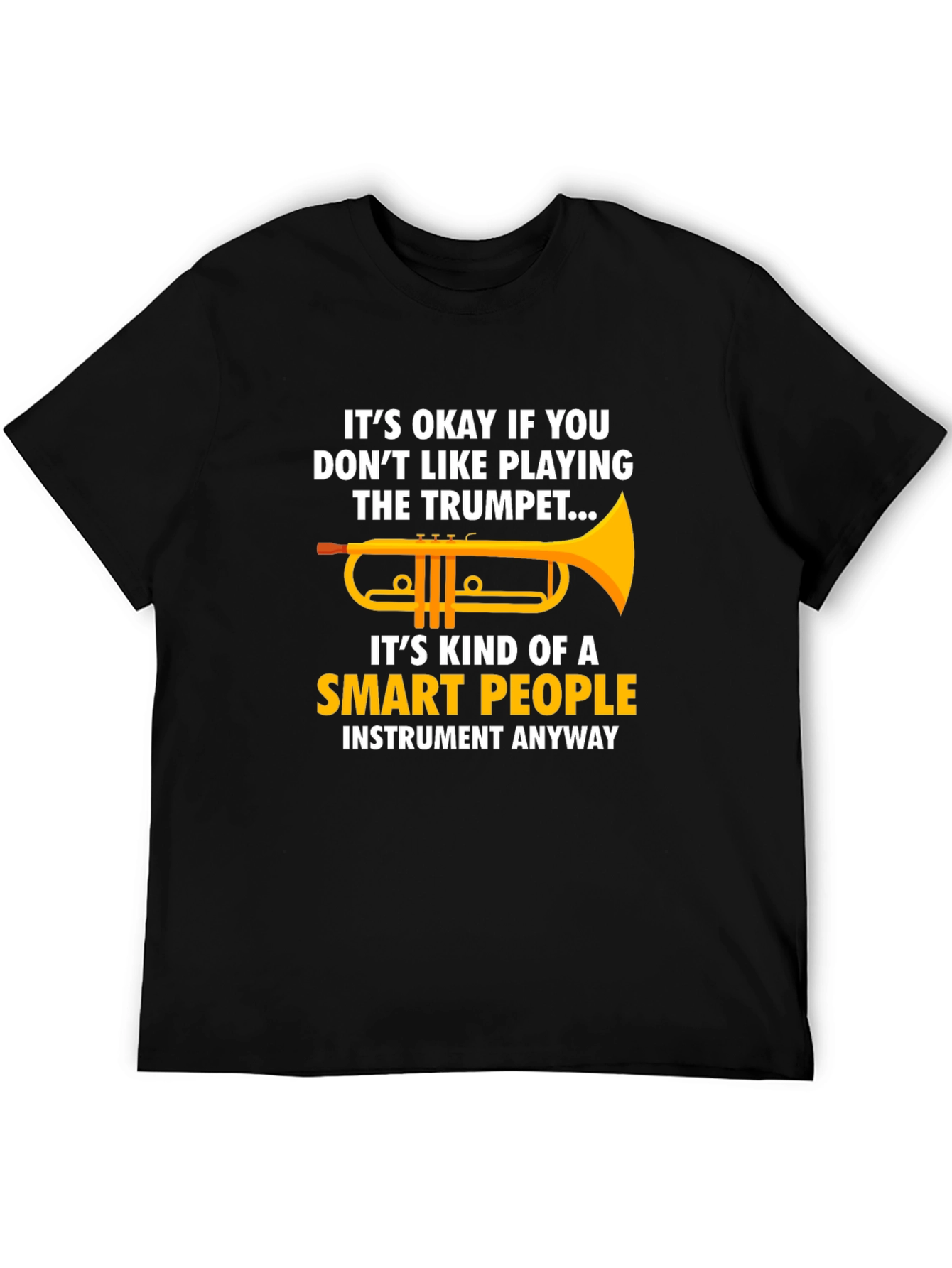 Black Funny Trumpet Player T-Shirt - Smart People Instrument view 5