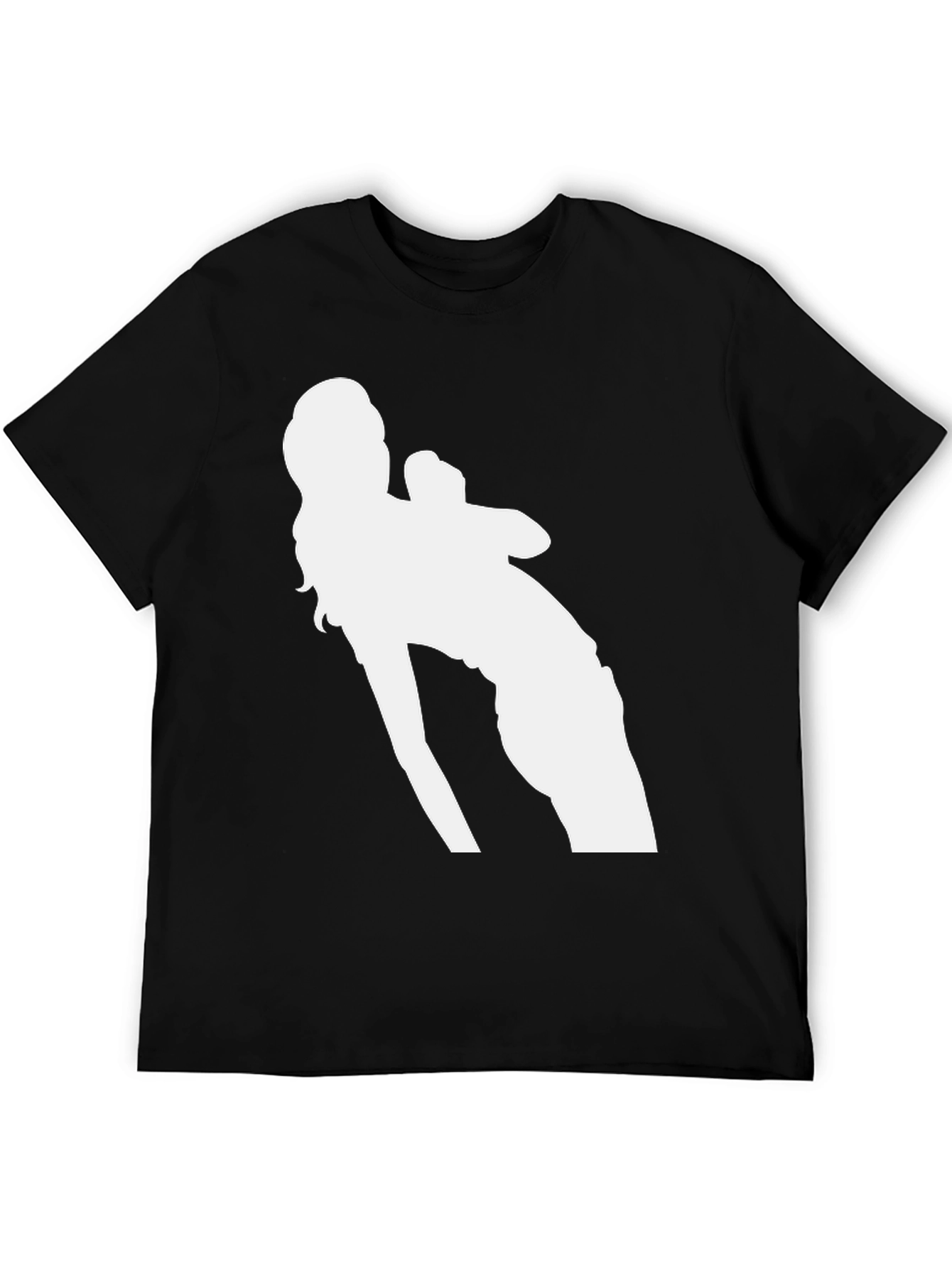 Black Black Graphic Tee - White Silhouette Design view 5
