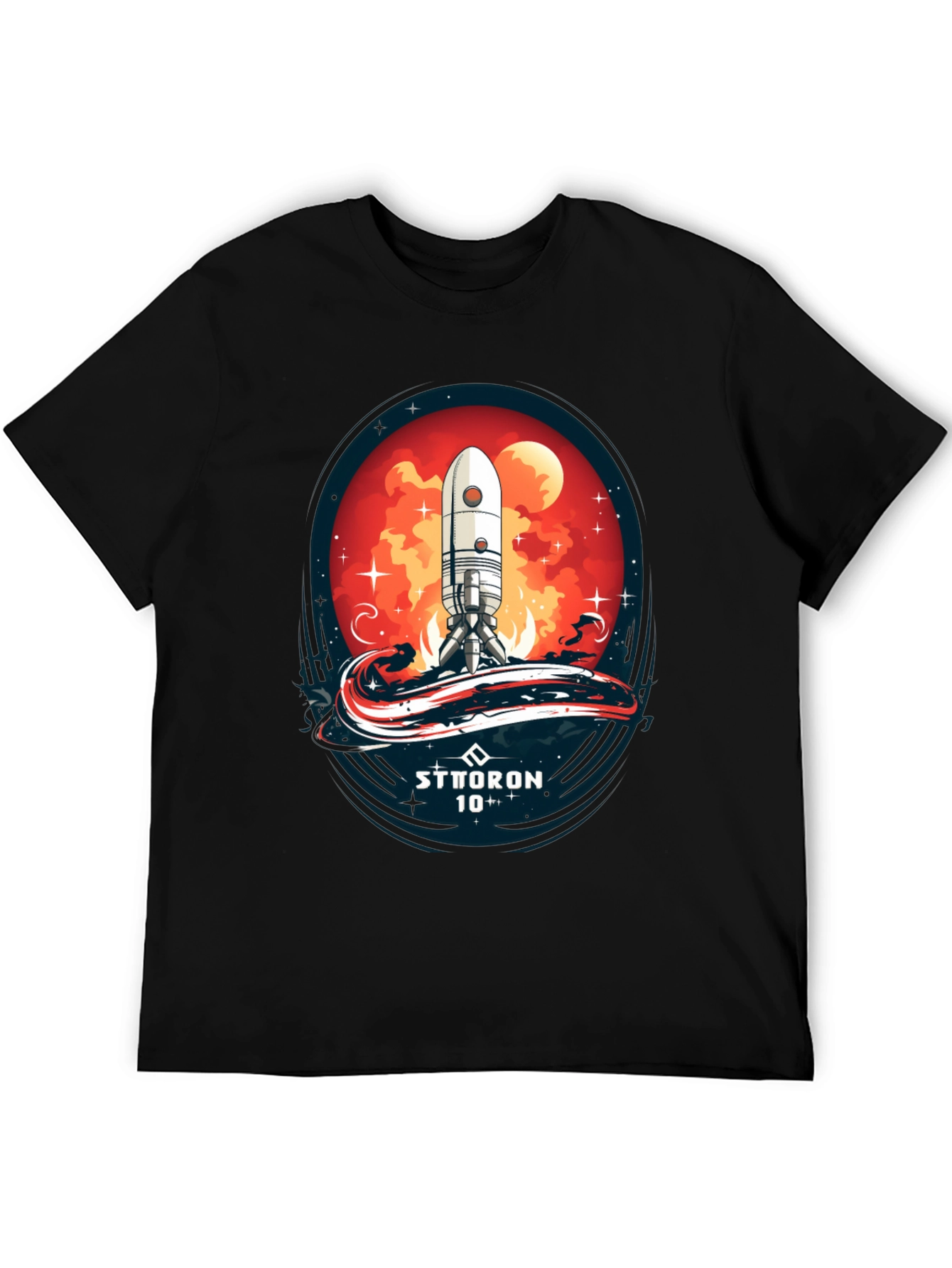 Black Sci-Fi Rocket Launch T-Shirt - Sttoron 10+ view 5
