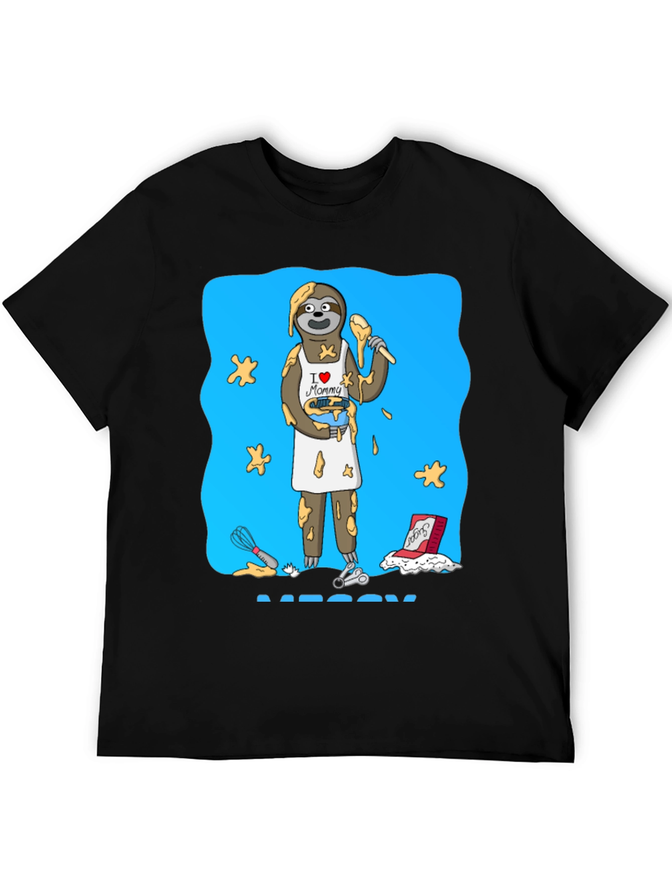 Black I Love Mommy Sloth Baker T-Shirt view 5