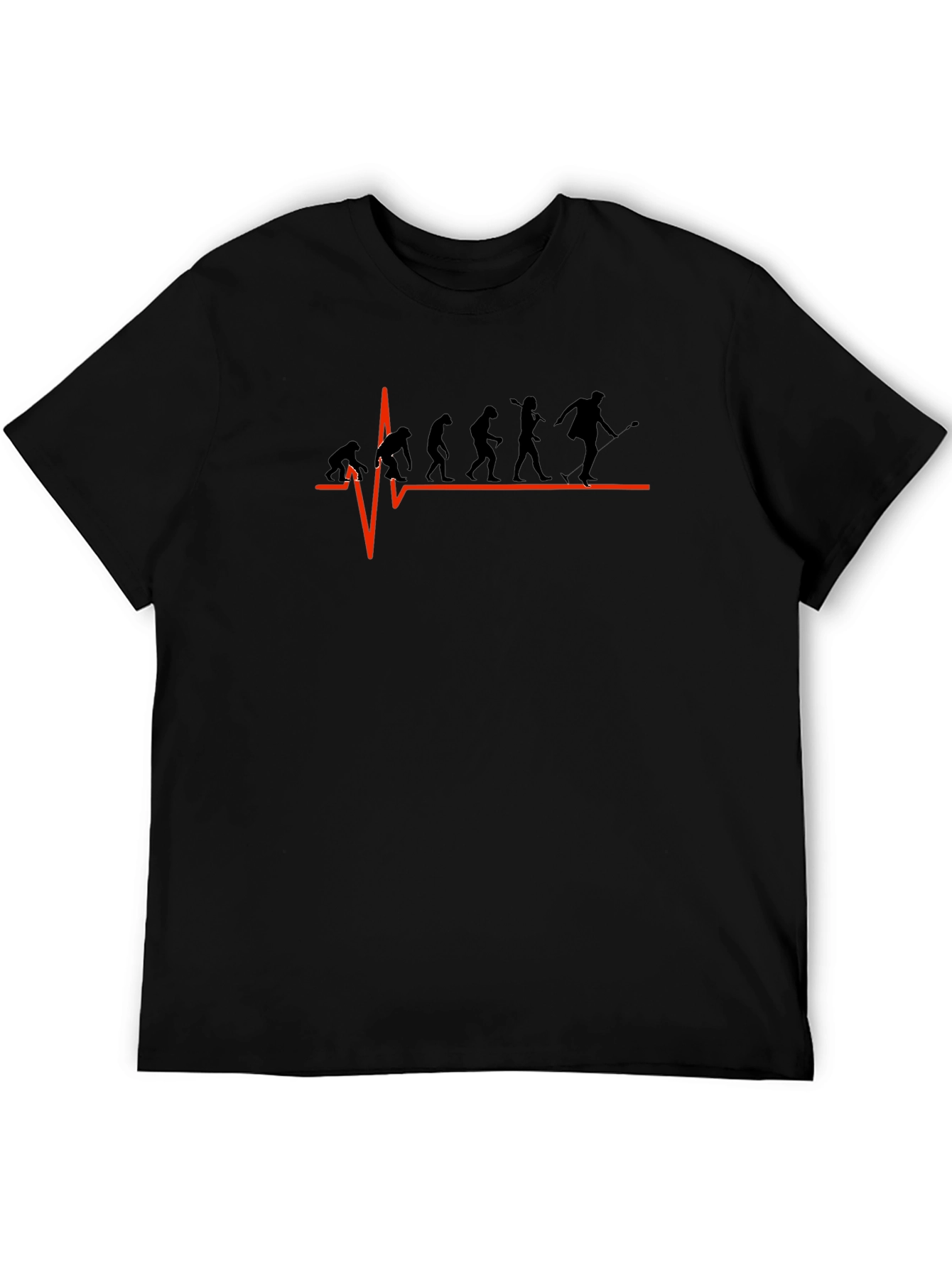Black Evolution Heartbeat T-Shirt - Black Cotton Tee view 5