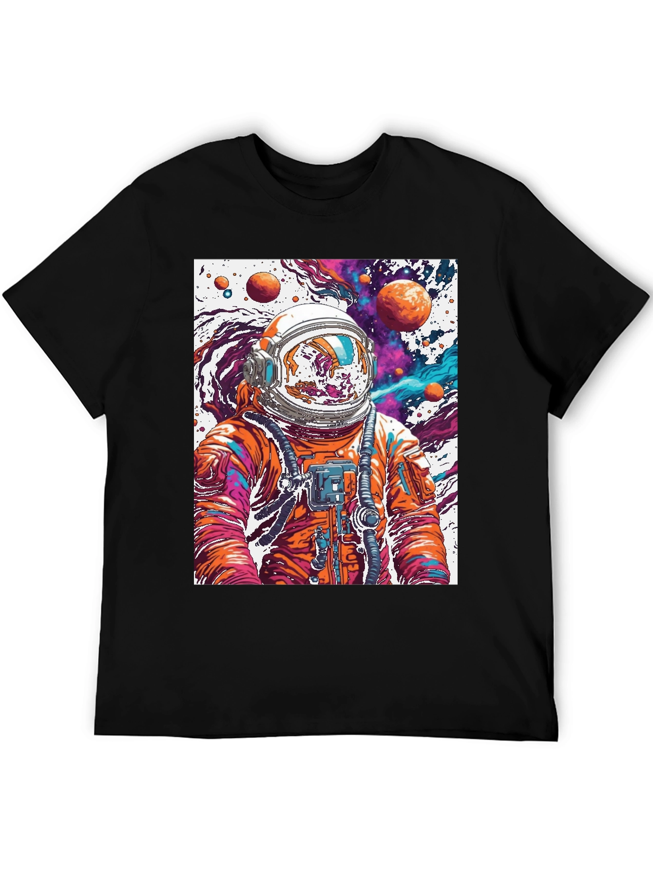 Black Astronaut Galaxy Black T-Shirt view 5