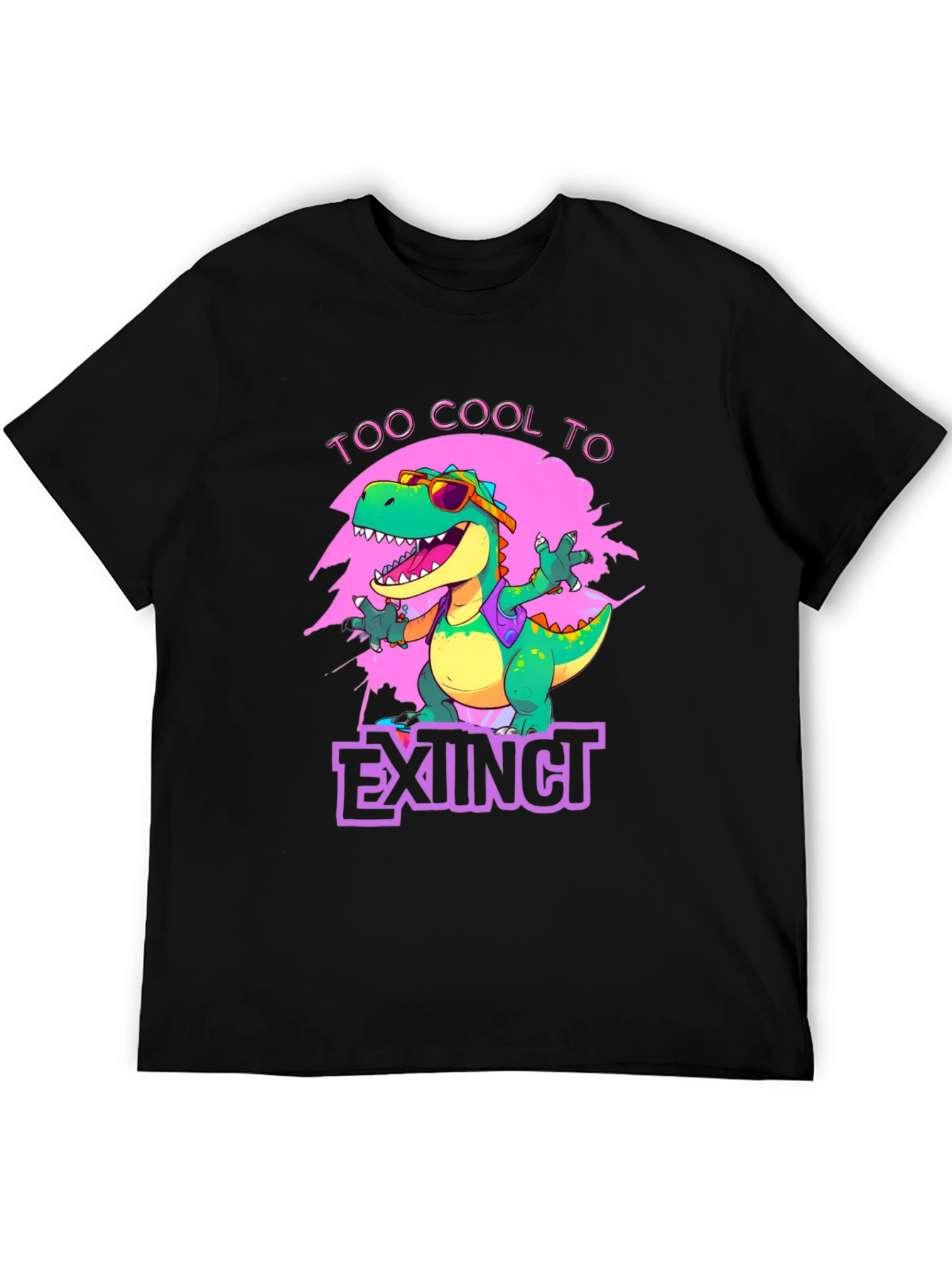 Black Cool Dinosaur Graphic T-Shirt - Extinct Humor view 5