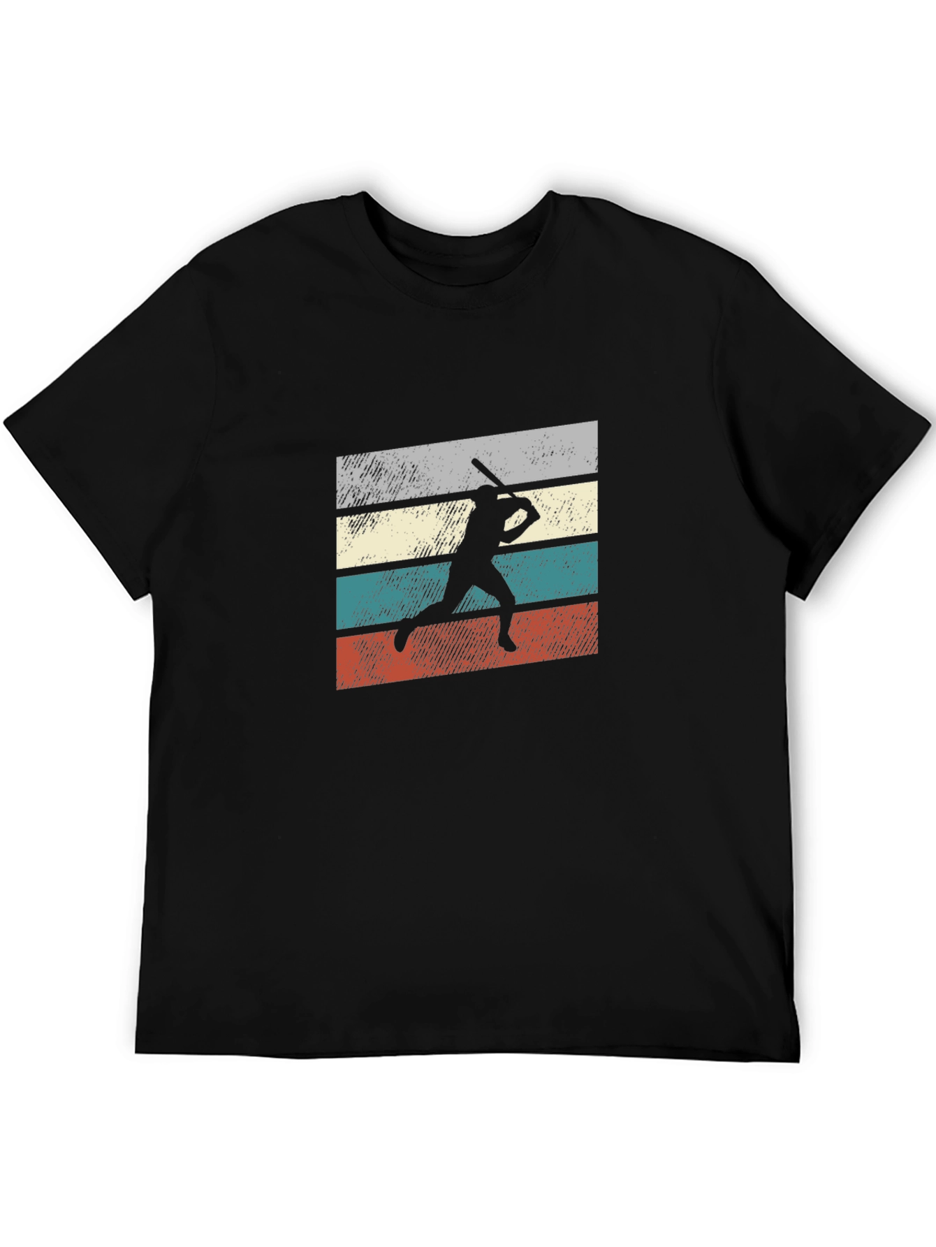 Black Retro Baseball Silhouette Graphic T-Shirt view 5