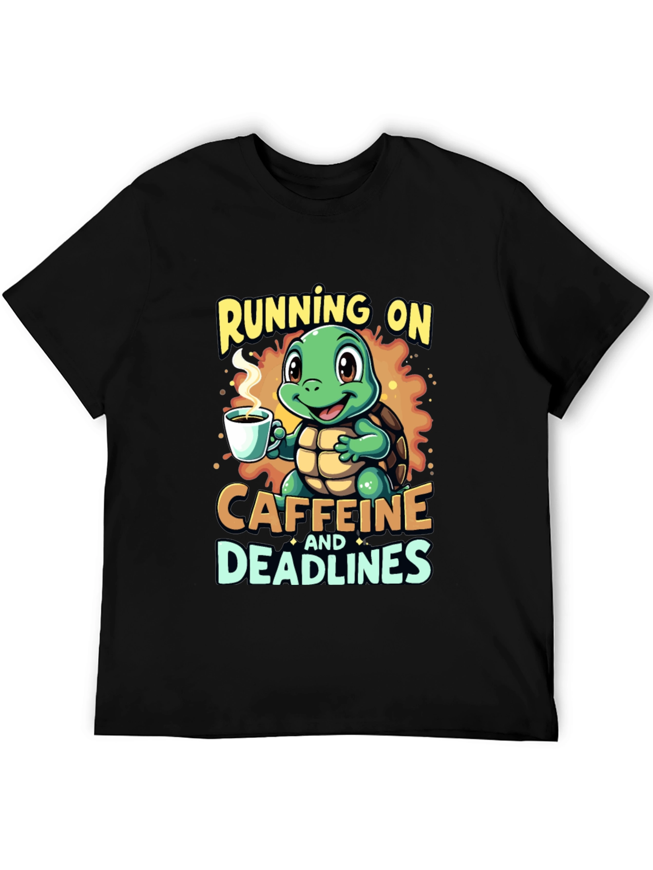 Black Caffeine Turtle T-Shirt - Running on Deadlines view 5