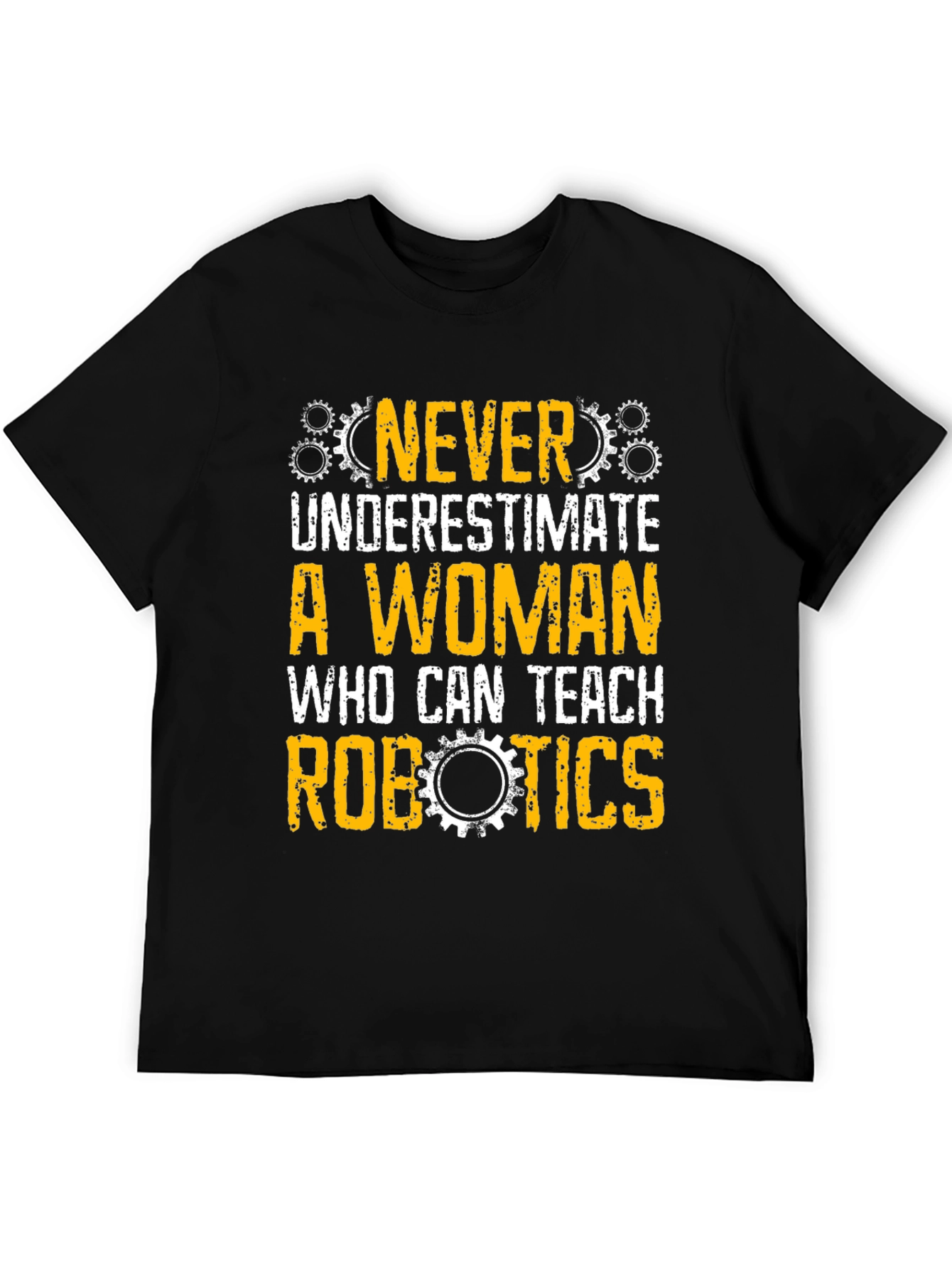 Black Never Underestimate Woman Robotics Teacher T-Shirt view 5