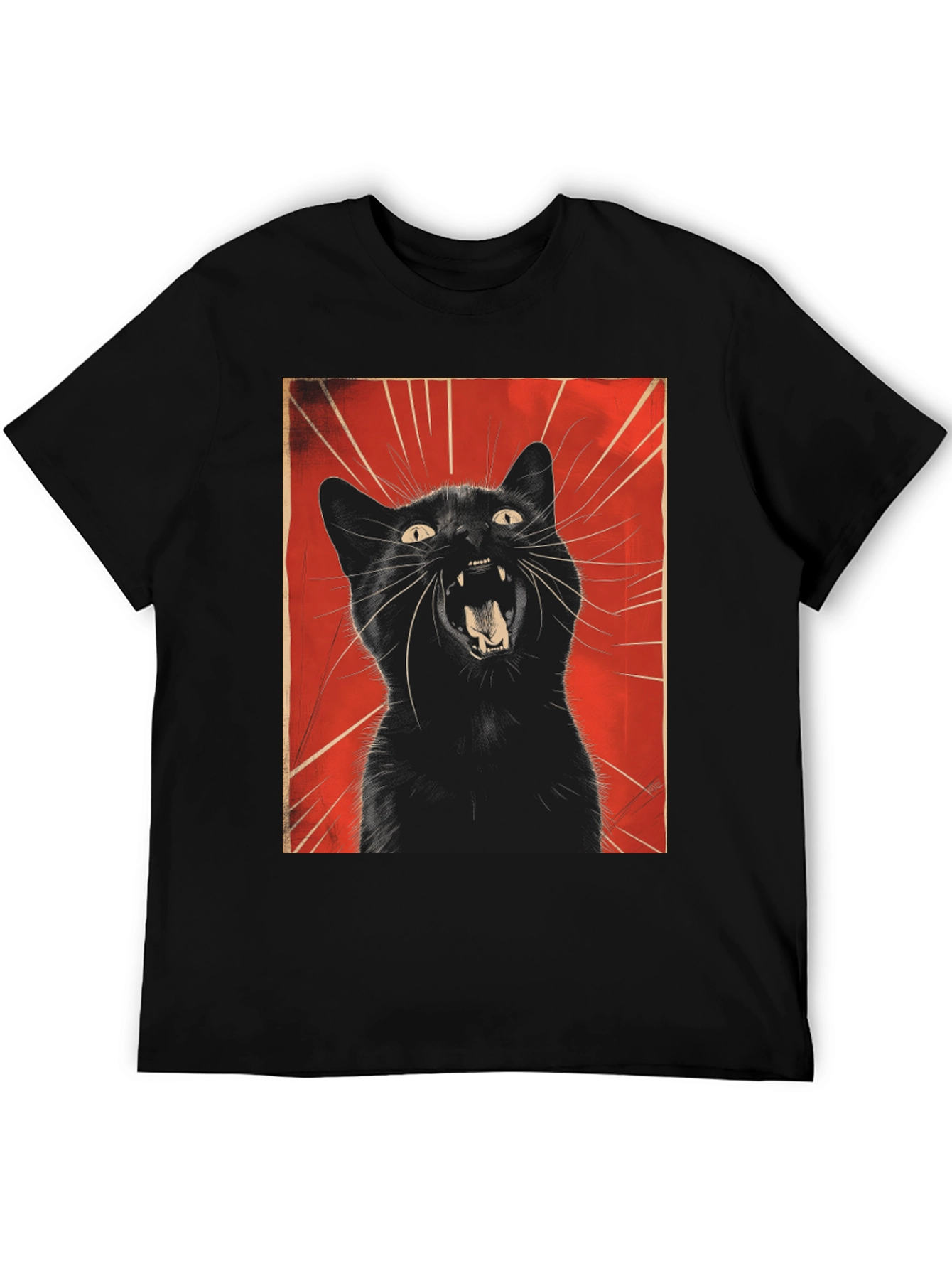 Black Black Cat Roar Graphic Tee - Unisex view 5