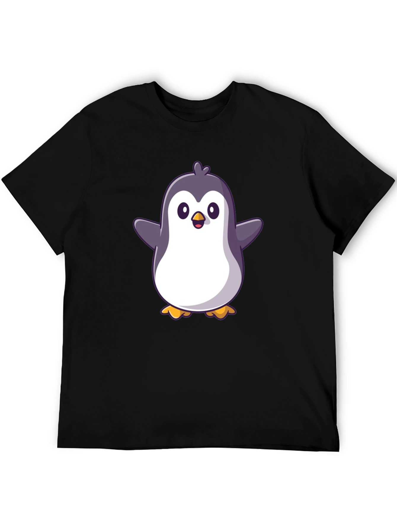 Black Cute Penguin Graphic Black T-Shirt view 5