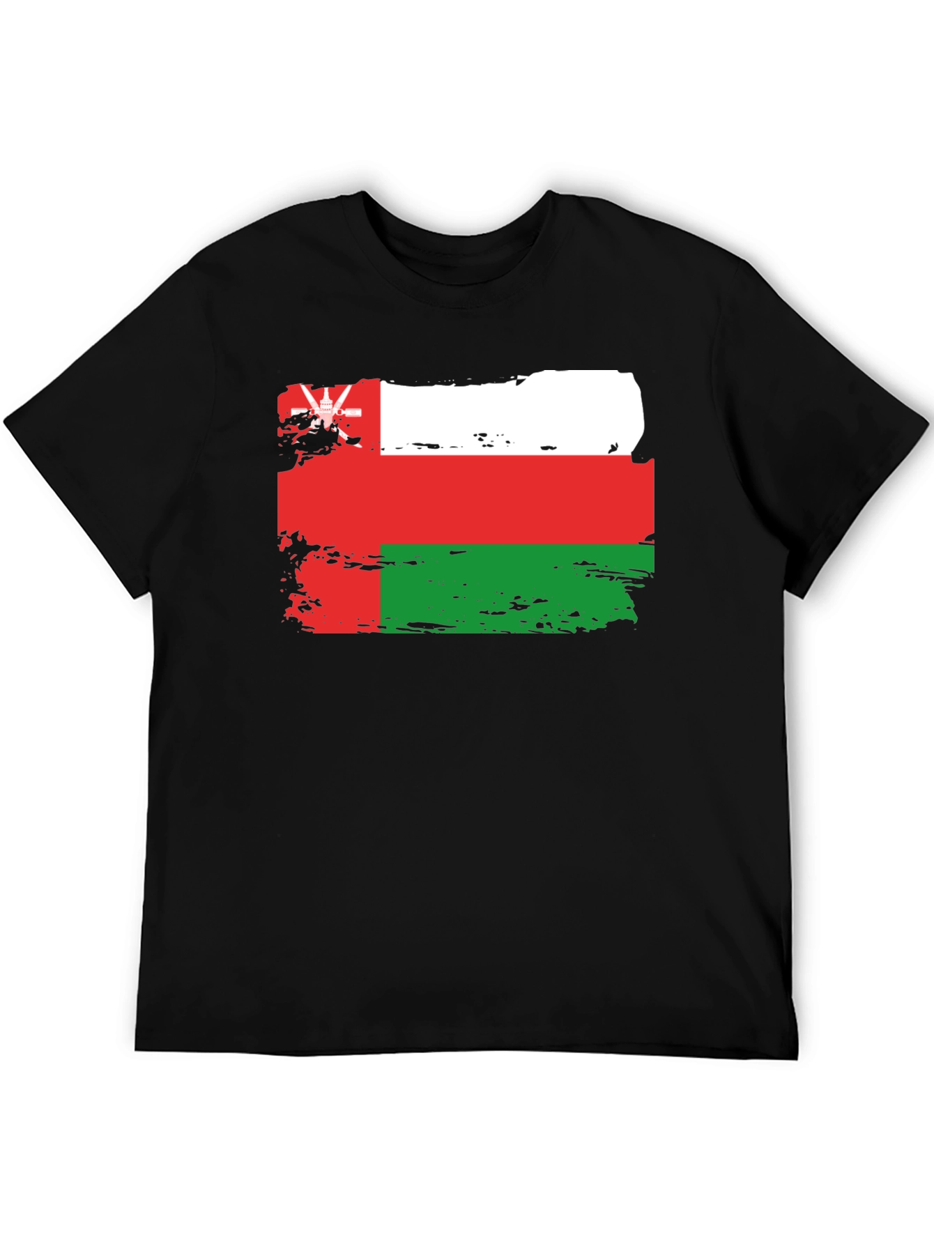 Black Oman Flag T-Shirt: Distressed Style Tee view 5