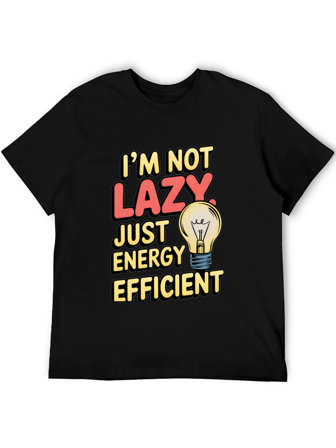 Black Funny Energy Efficient T-Shirt view 5