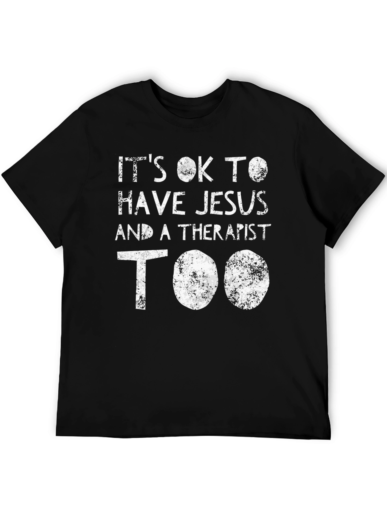 Black It's OK to Have Jesus and Therapist T-Shirt view 5