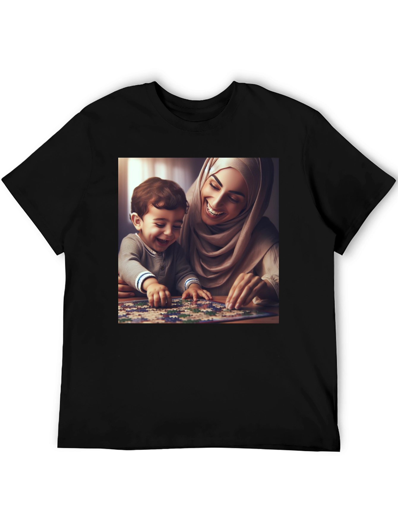 Black Family Puzzle T-Shirt - Heartwarming Design view 5