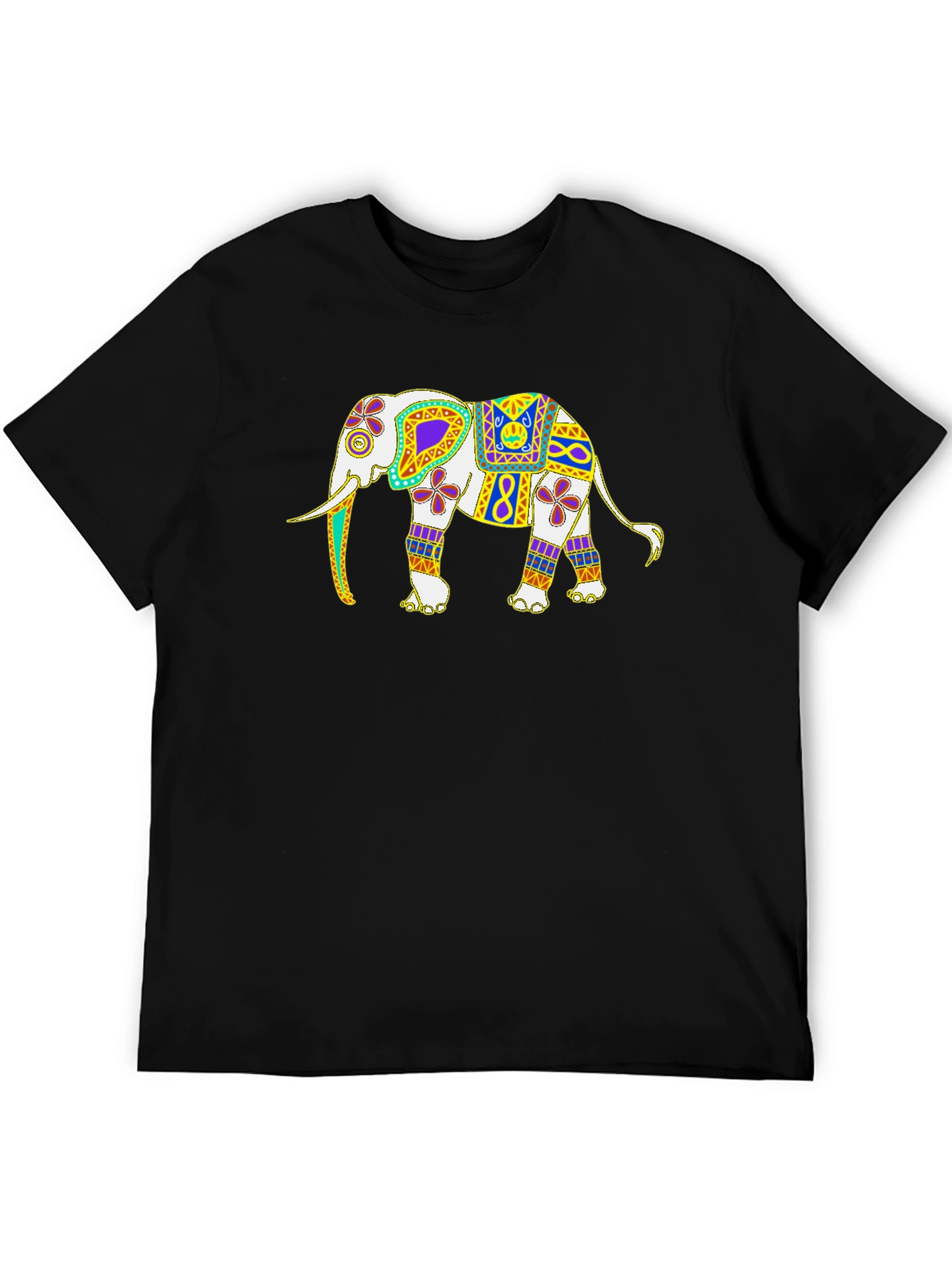 Black Elephant Graphic Tee - Black Cotton T-Shirt view 5