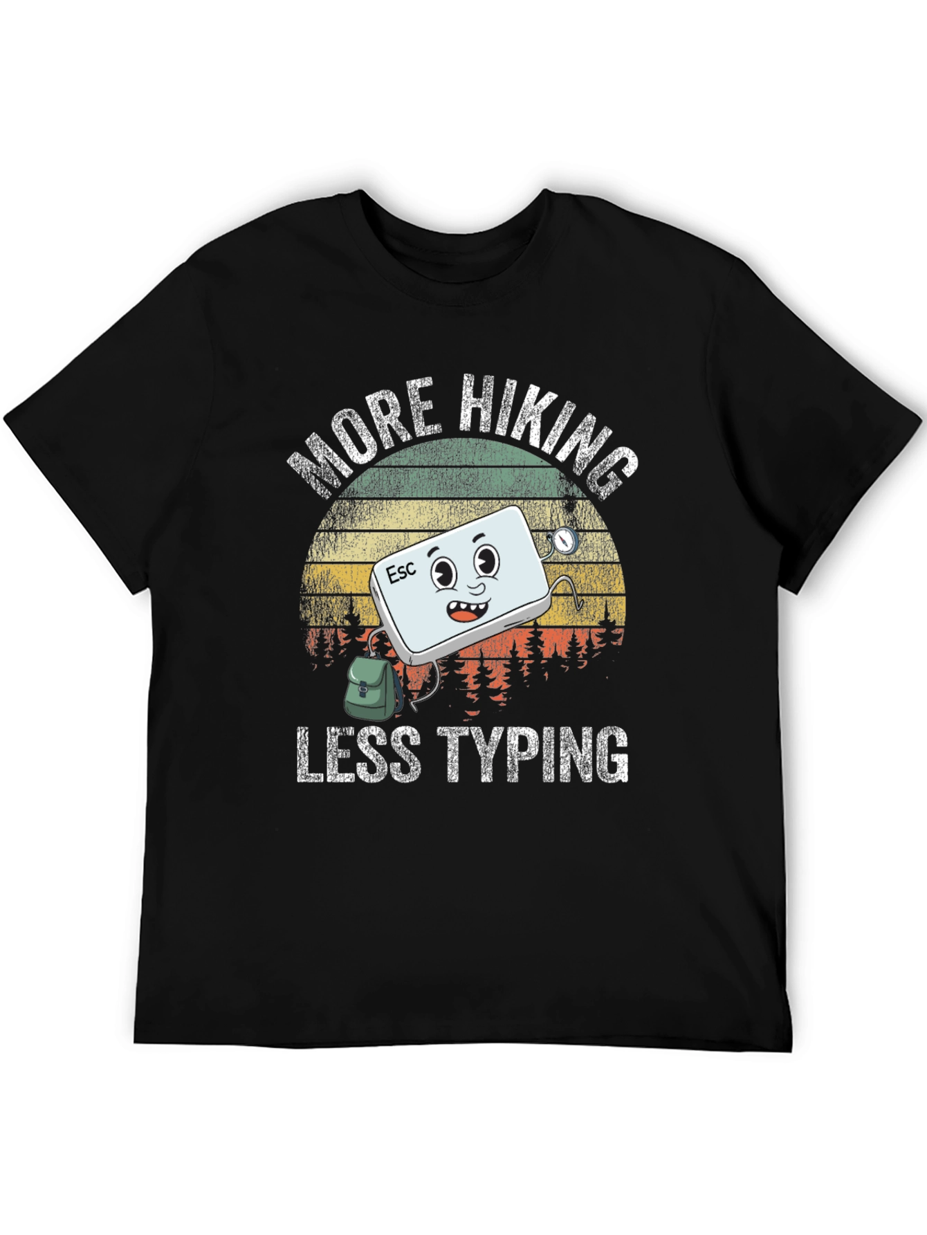 Black More Hiking Less Typing Graphic T-Shirt view 5