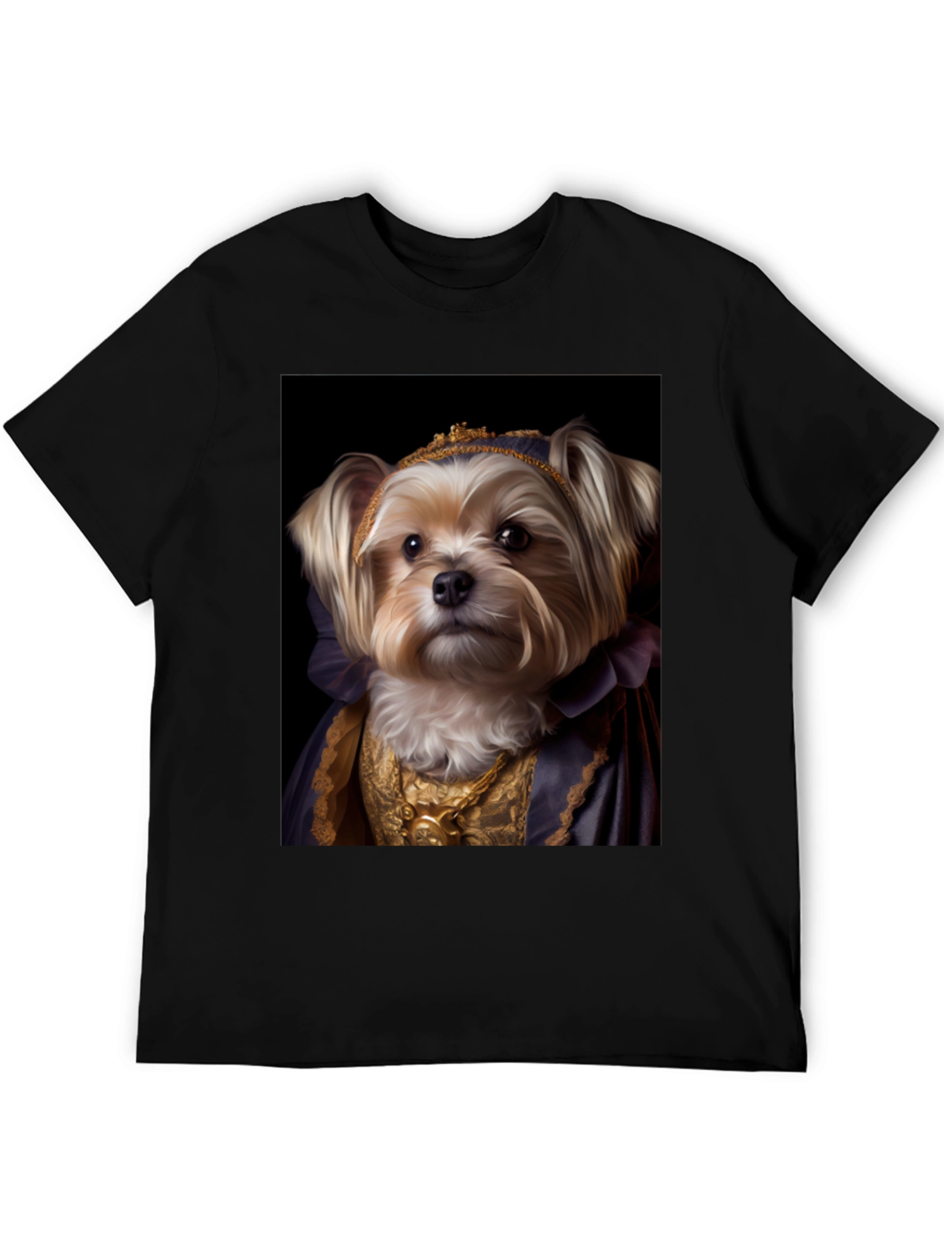 Black Dog Queen Graphic Tee - Regal Canine Portrait T-Shirt view 5