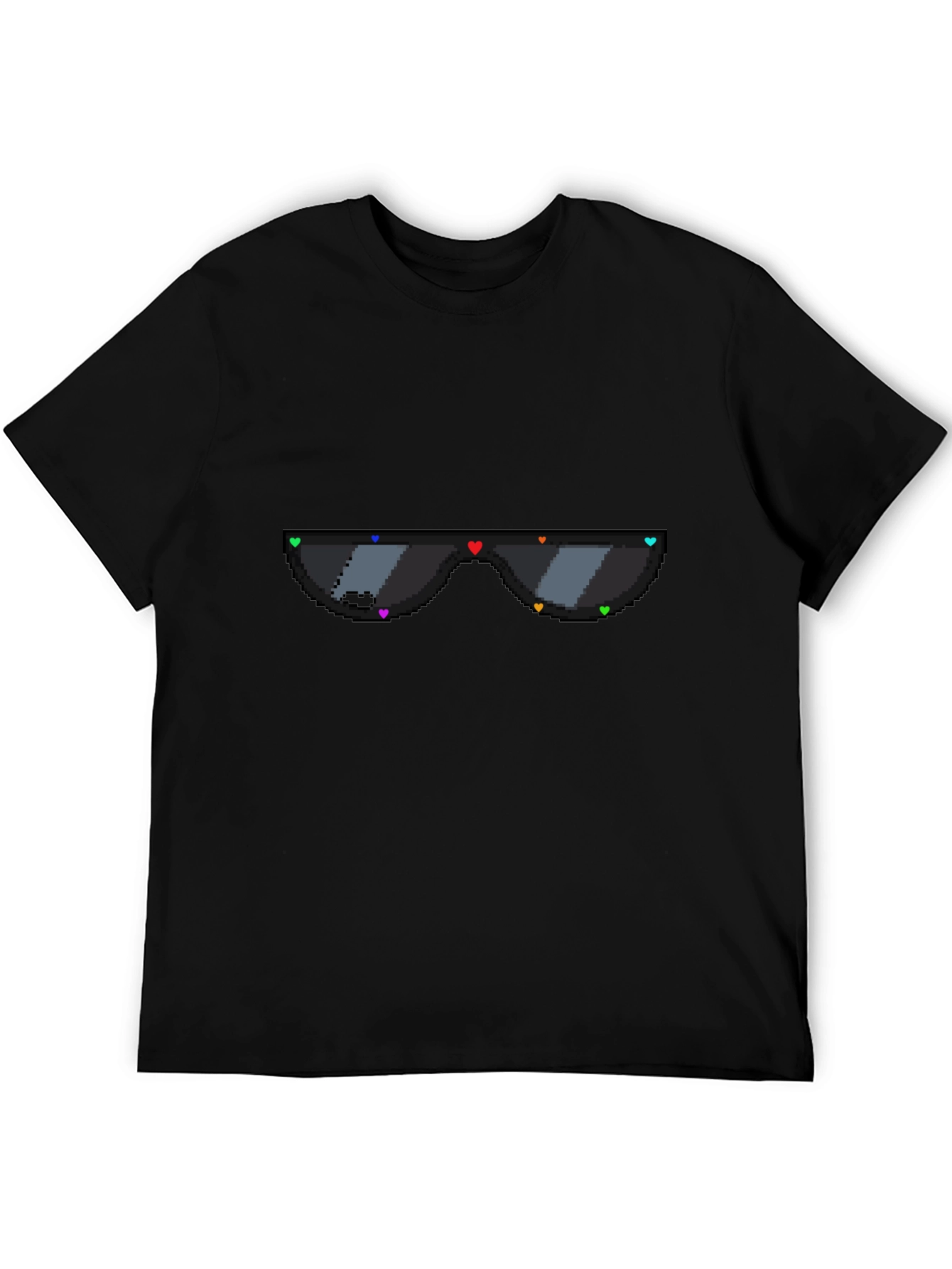 Black Pixel Heart Sunglasses Graphic Tee - Black view 5