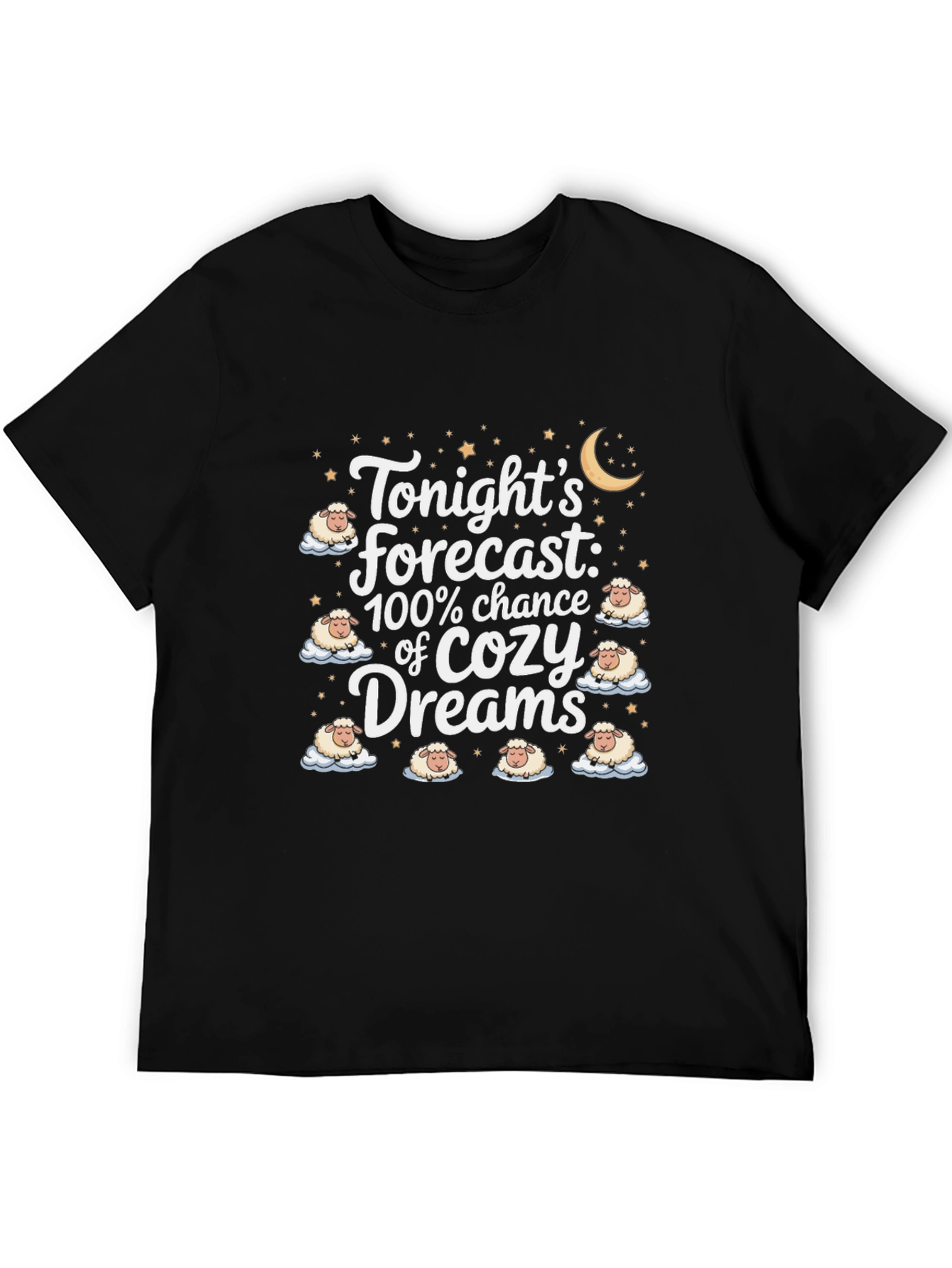 Black Cozy Dreams Forecast T-Shirt - Soft Cotton Sleep Shirt view 5