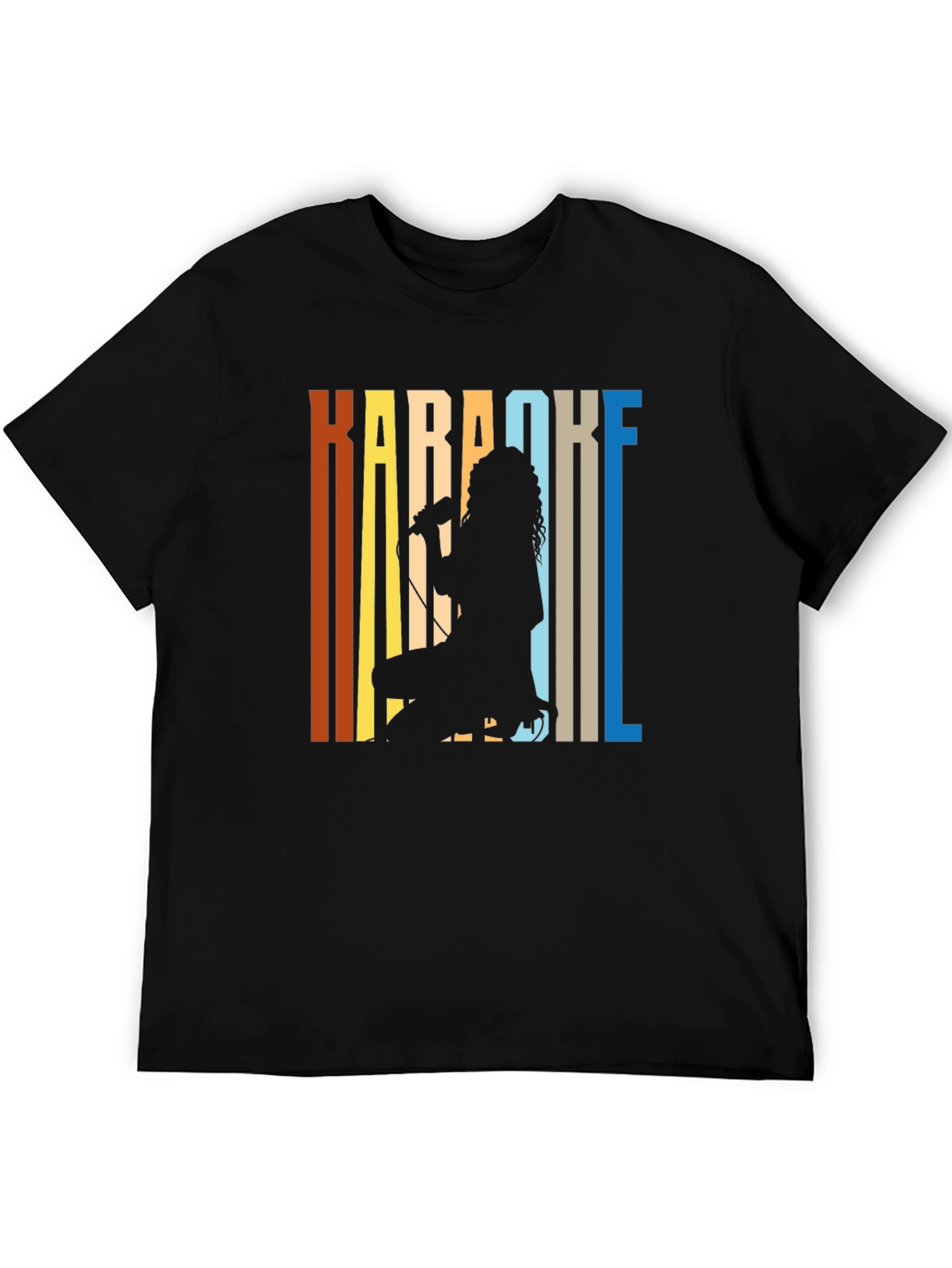 Black Karaoke Singer Silhouette Graphic Tee - Retro Style view 5