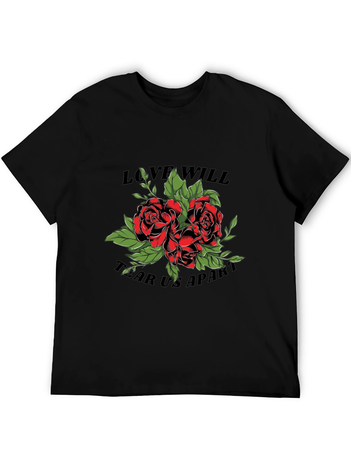 Black Love Will Tear Us Apart Rose Graphic T-Shirt view 5